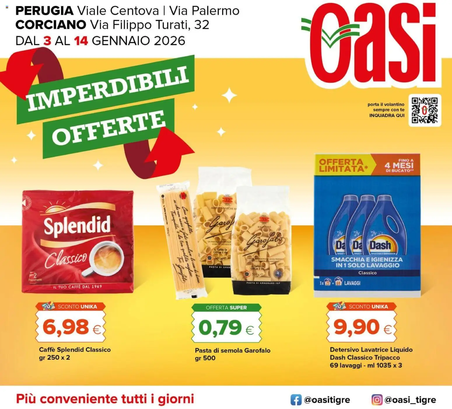 Volantino Oasi del 03.01.2026 | Pagina: 1 | Prodotti: Caffè, Tè, Pasta, Lavatrice