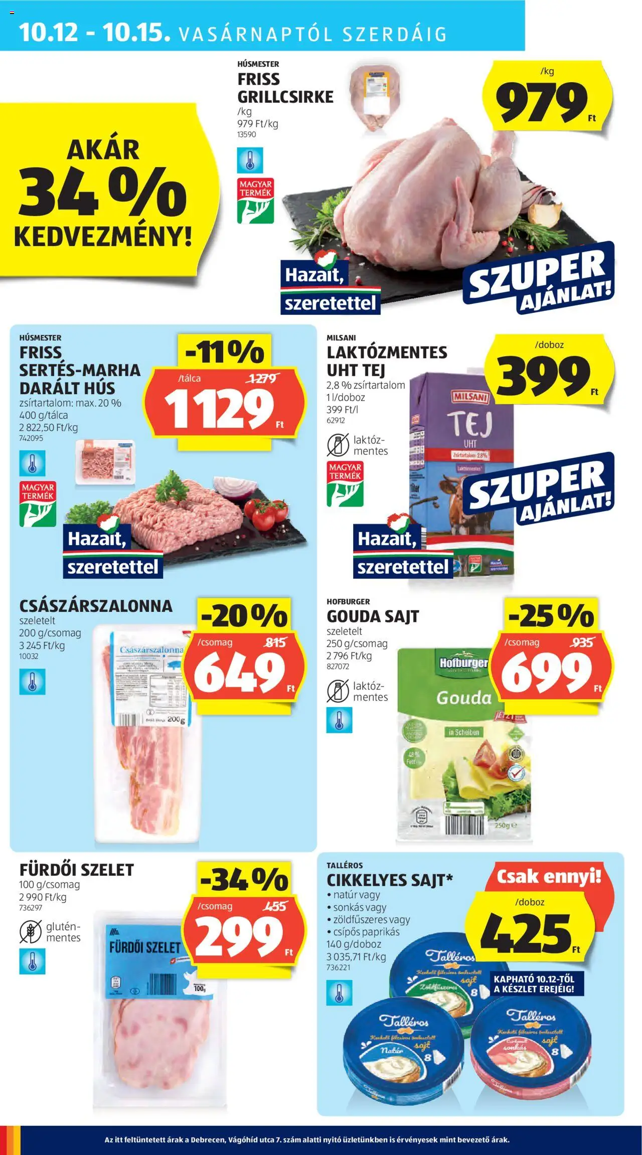 Aldi akciós ujság - amely érvényes a következő dátumtól: 09.10.2025 | Oldal: 26 | Termékek: Hús, Bacon, Tej, Sajt