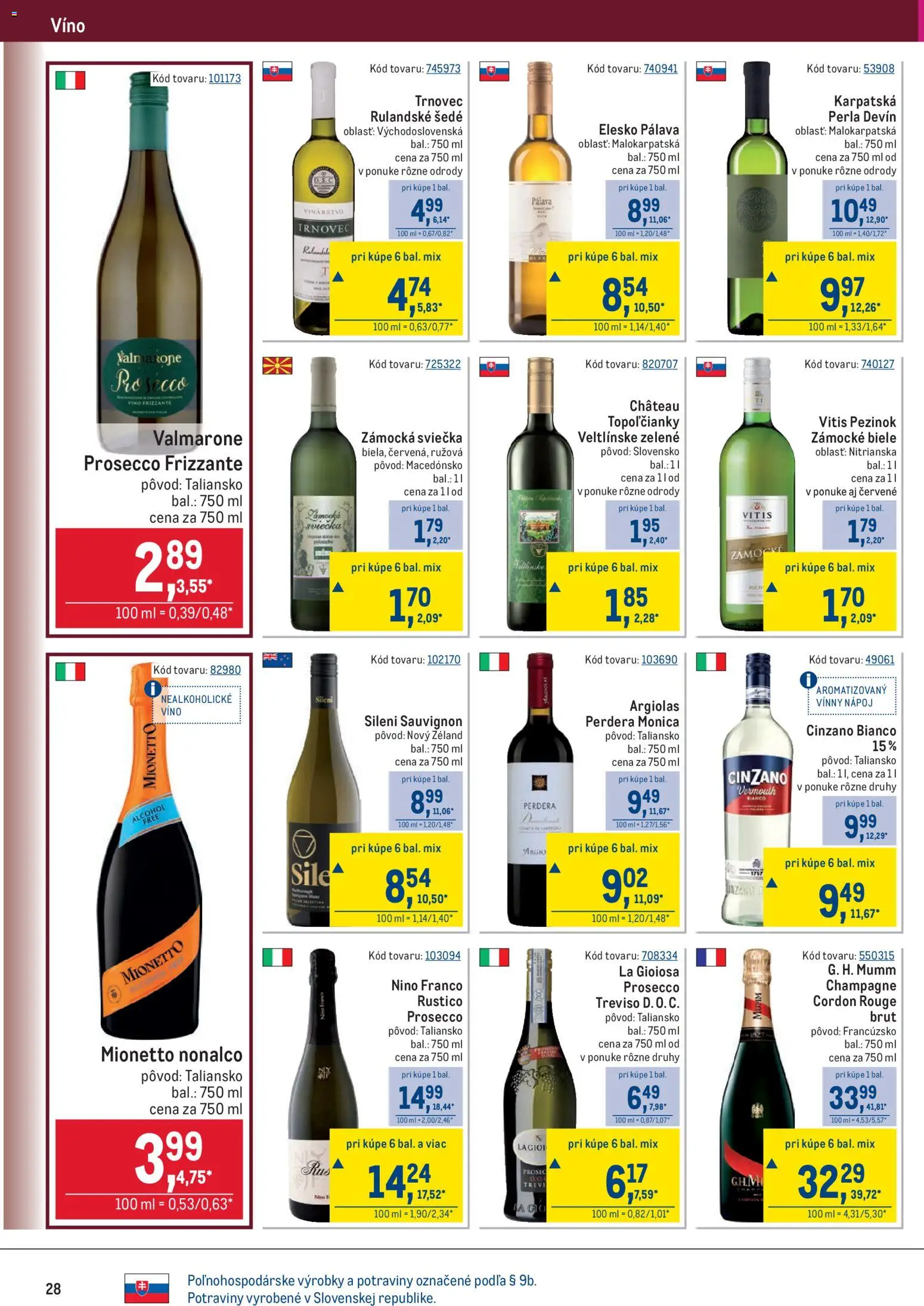 Nové Metro akcie – leták je platný od 19.11.2025 | Strana: 28 | Produkty: Víno, Prosecco