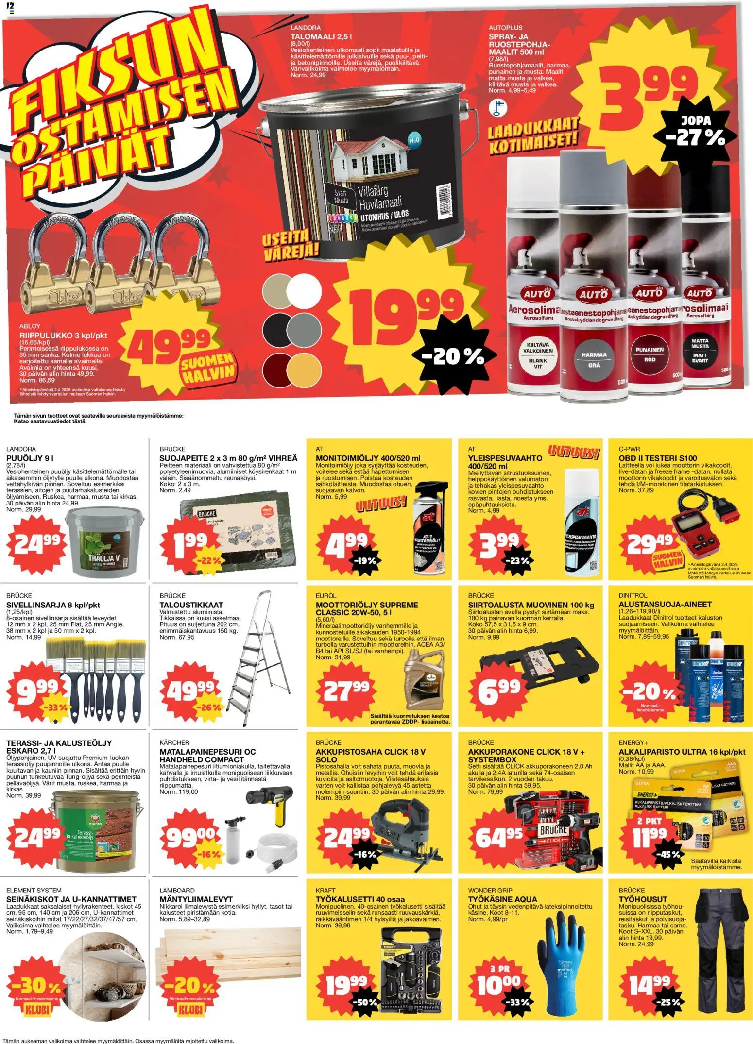 Tokmanni tarjoukset – voimassa 20.04.2026 alkaen | Sivu: 12 | Tuotteet: Riippulukko, Moottoriöljy, Voi