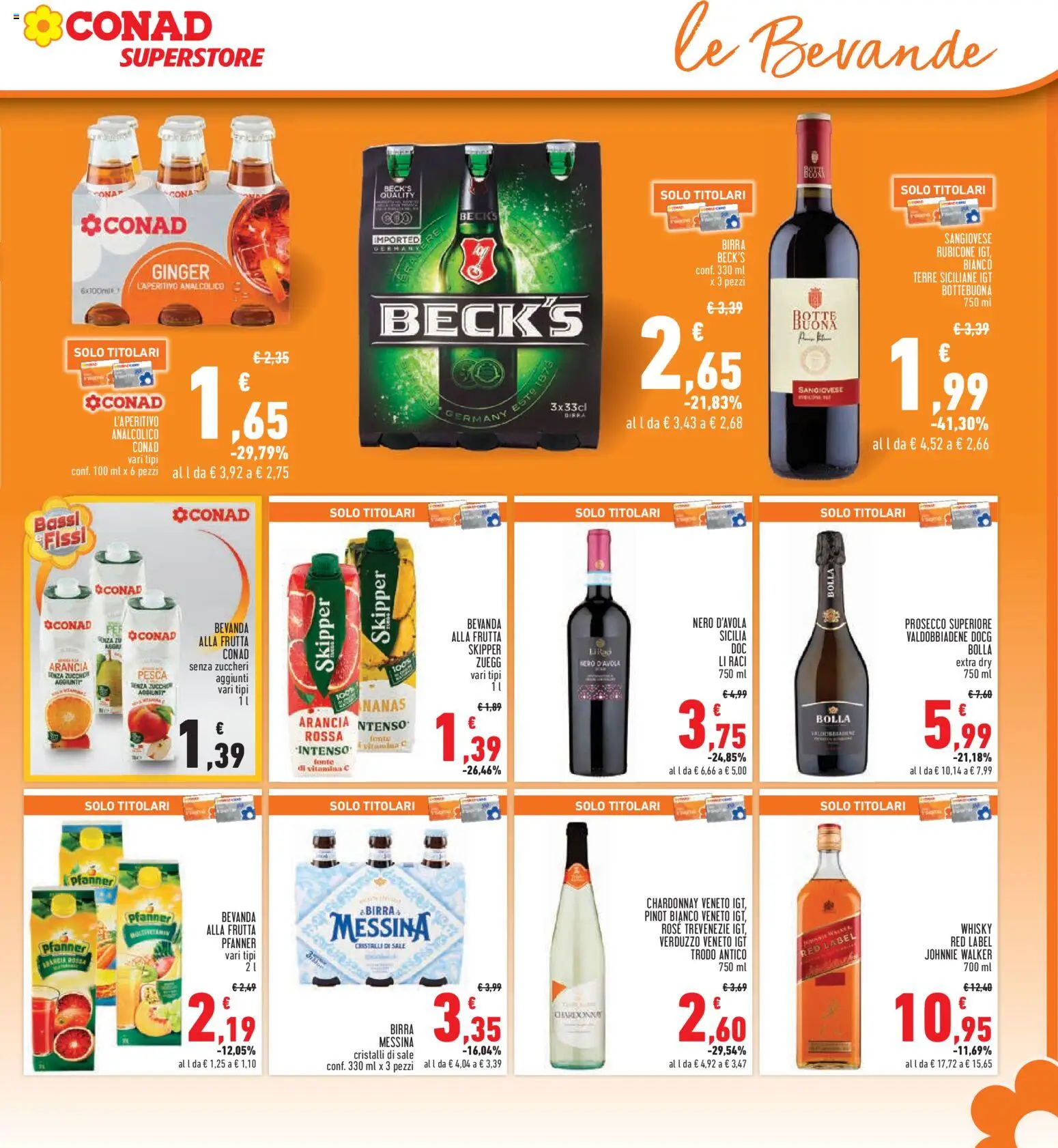Volantino Conad del 06.11.2025 | Pagina: 27 | Prodotti: Birra, Prosecco, Whisky, Pesca
