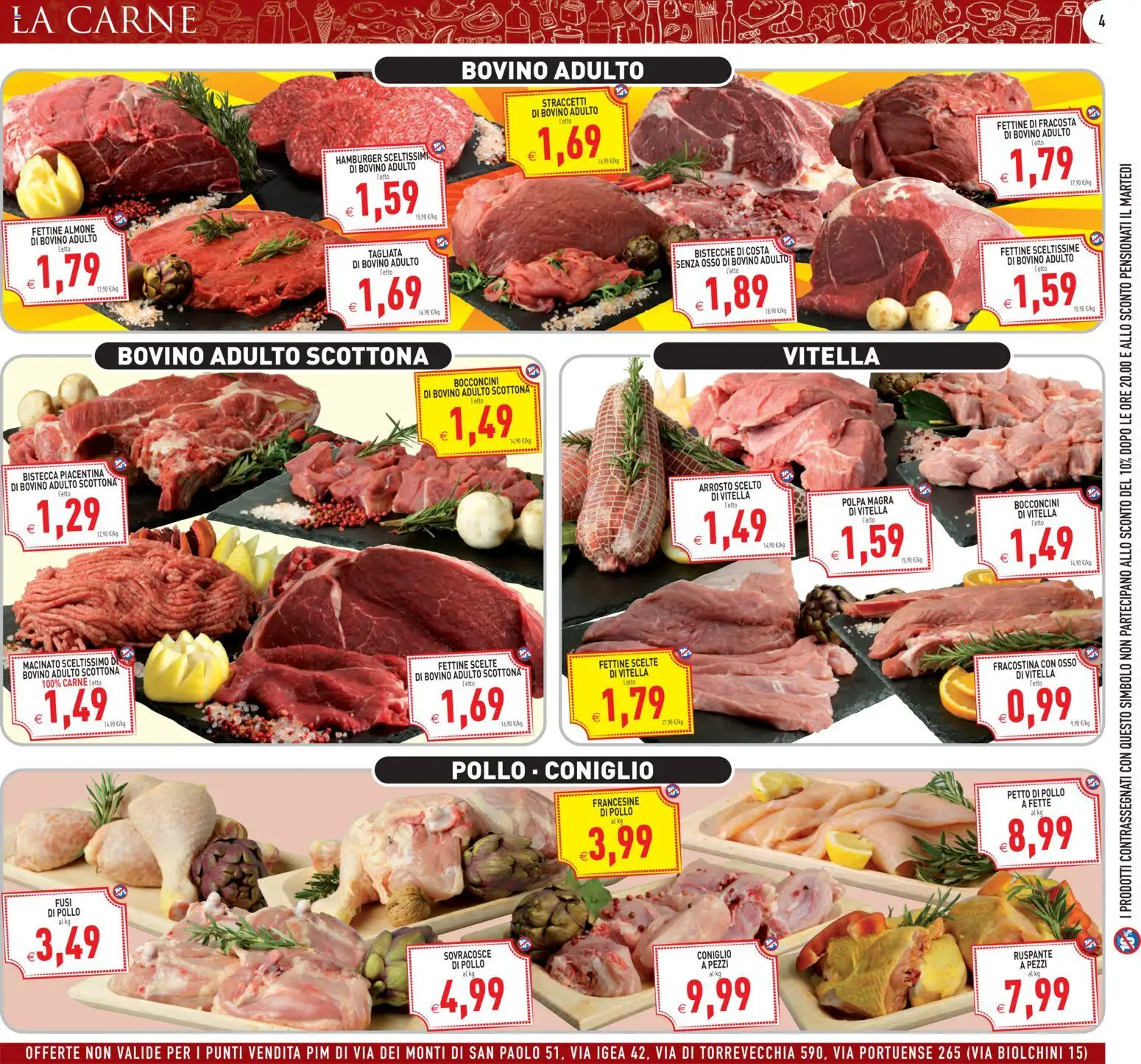 Volantino PIM Supermercati del 07.04.2026 | Pagina: 4 | Prodotti: Petto di Pollo, Arrosto, Pollo, Macinato