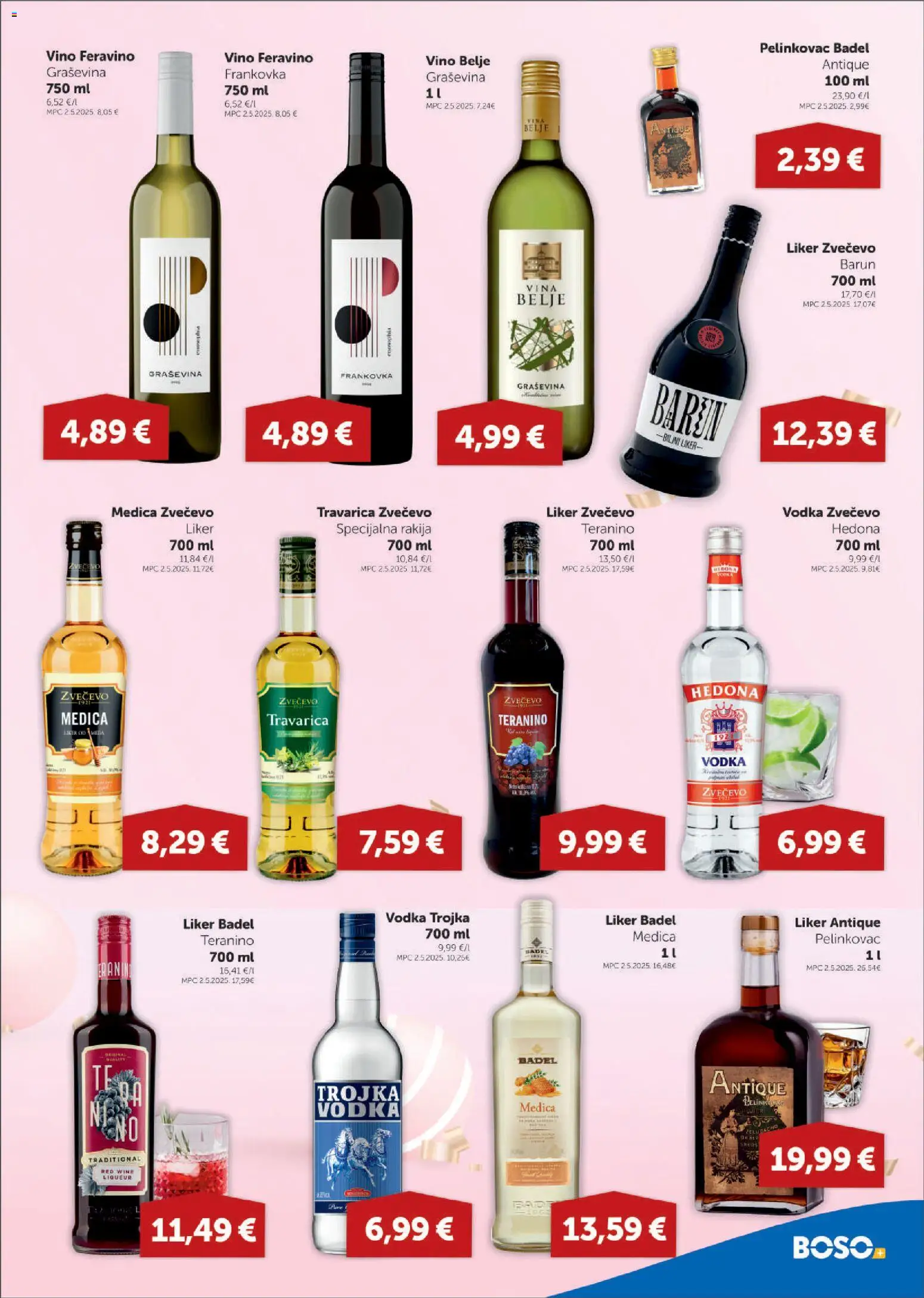 Boso katalog | vrijedi od 02.04.2026 | Stranica: 13 | Proizvodi: Pelinkovac, Travarica, Vino, Vodka