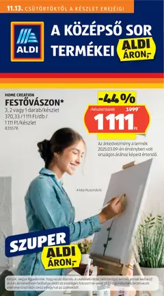 Aldi - Középső sor termékei - amely érvényes a következő dátumtól: 13.11.2025