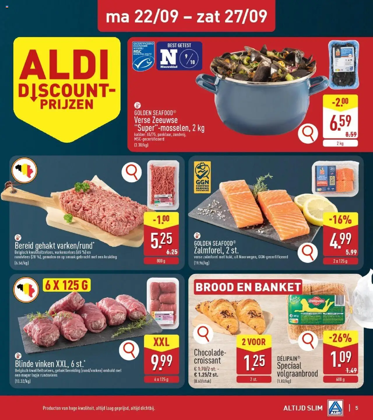 {H1} | Pagina: 5 | Producten: Gehakt, Varkensvlees, Brood, Chocolade