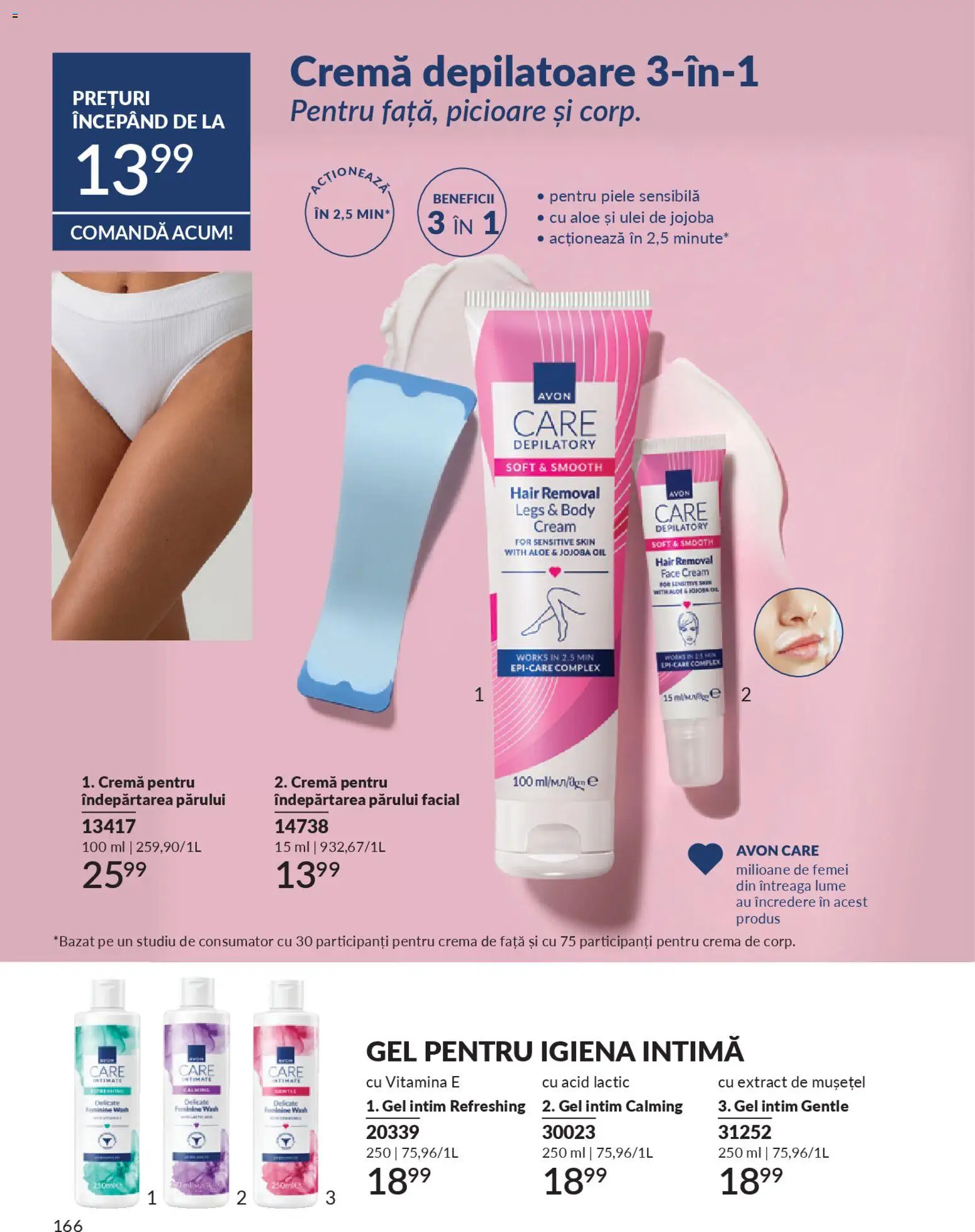 Noul catalog Avon – valabil de la 01.01.2026 | Pagină: 168 | Produse: Gel intim, Body, Cremă, Cremă depilatoare
