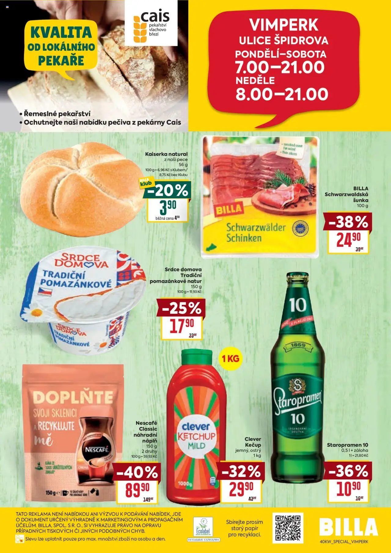 Billa leták - Speciál: Vimperk od 01.10.2025 | Strana: 2 | Produkty: Staropramen 10, Staropramen, Šunka, Nescafé