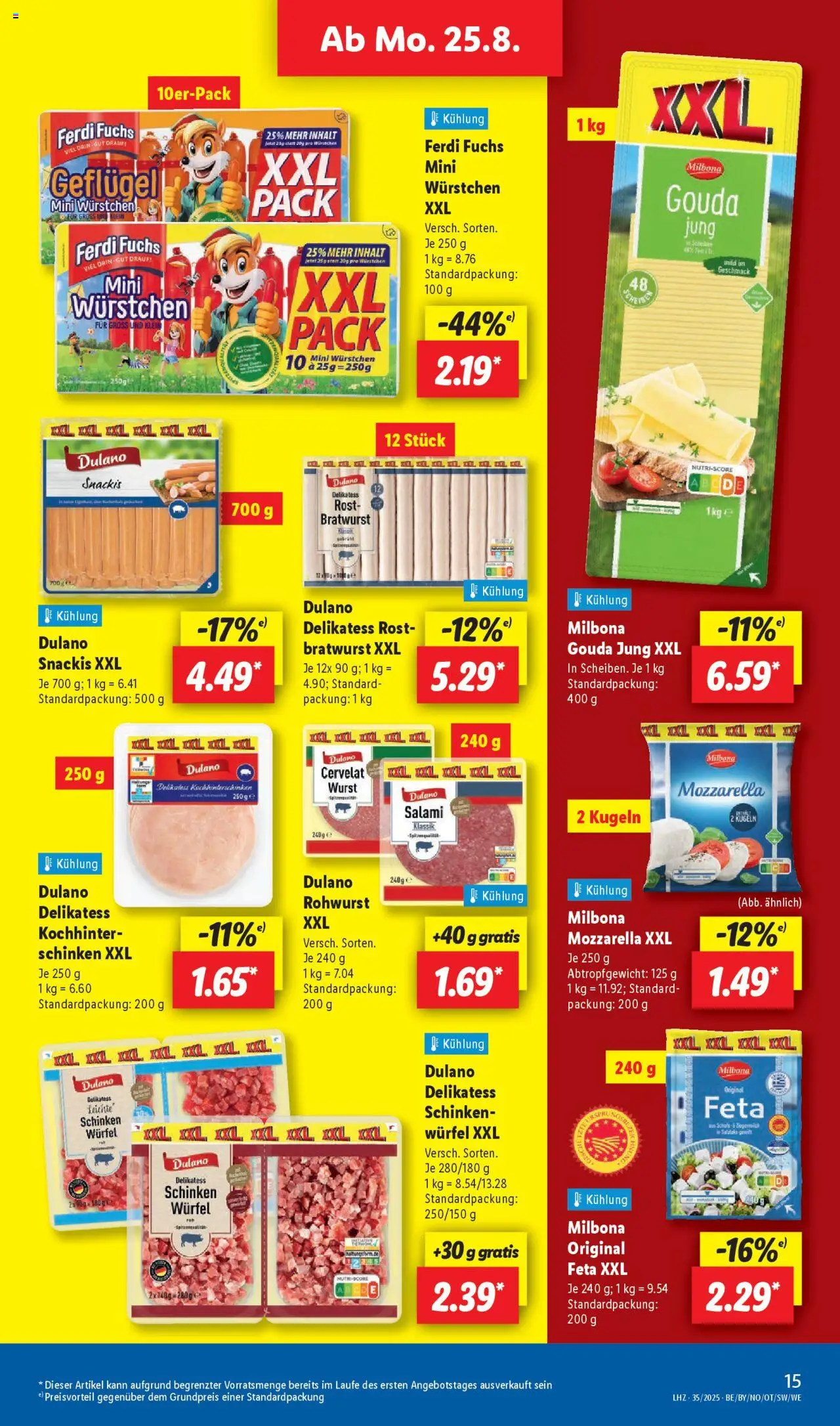 Lidl Prospekt Uffenheim - gültig ab dem 25.08.2025 | Seite: 21 | Produkte: Feta, Mozzarella, Wurst, Salami