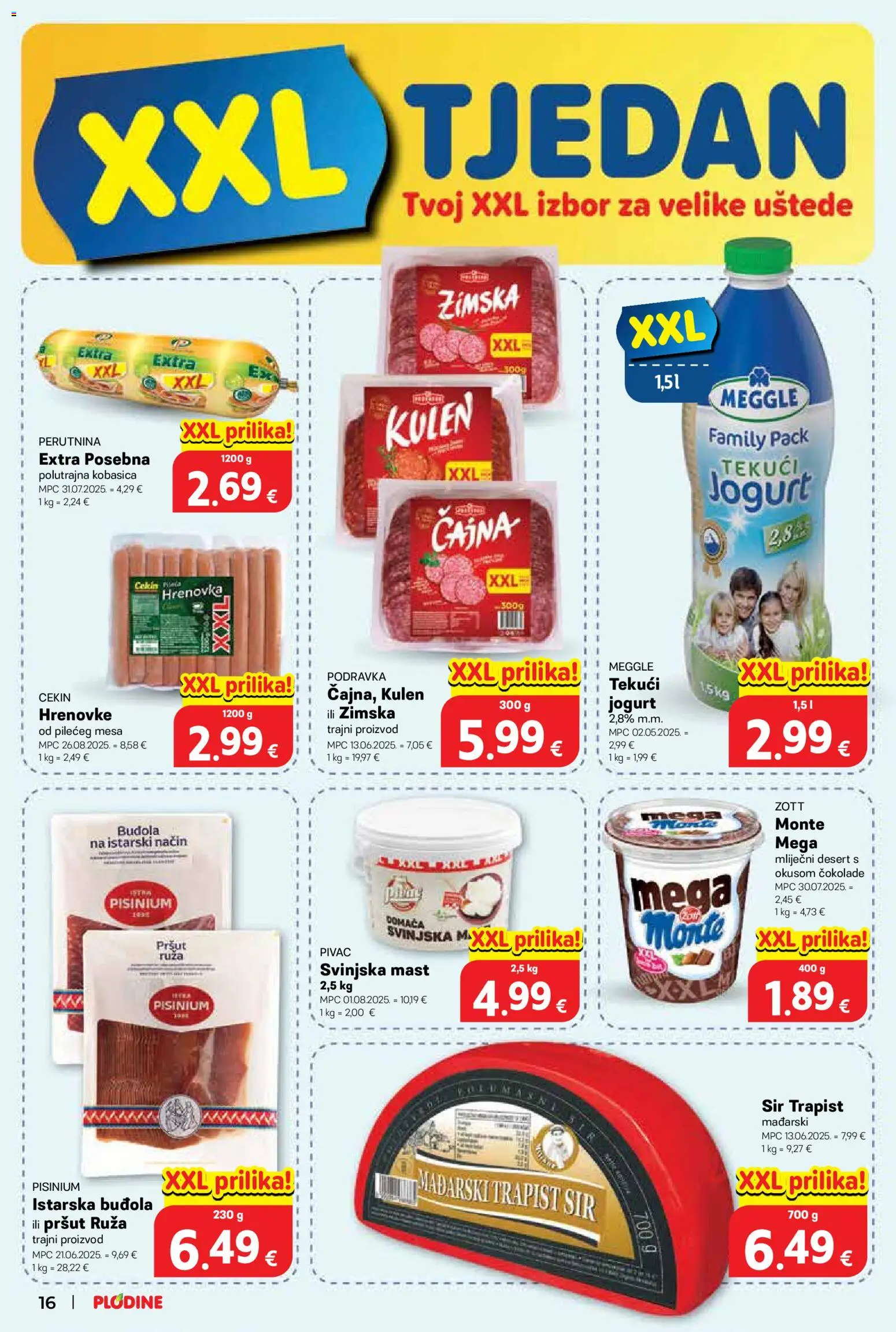 Plodine katalog | vrijedi od 05.11.2025 | Stranica: 16 | Proizvodi: Sir, Hrenovke, Podravka, Kobasica