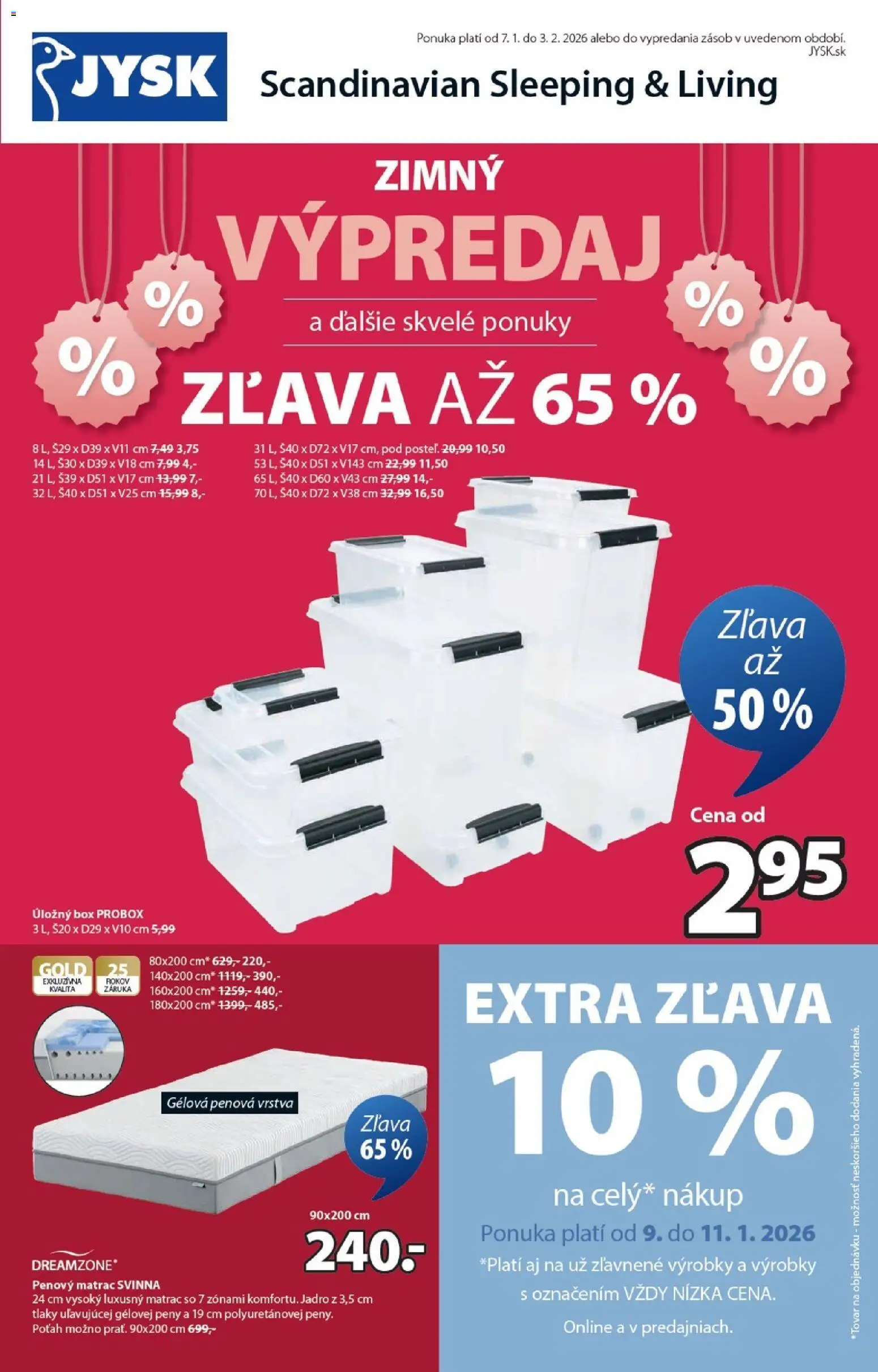 Nové JYSK akcie – leták je platný od 07.01.2026 | Strana: 1 | Produkty: Matrac