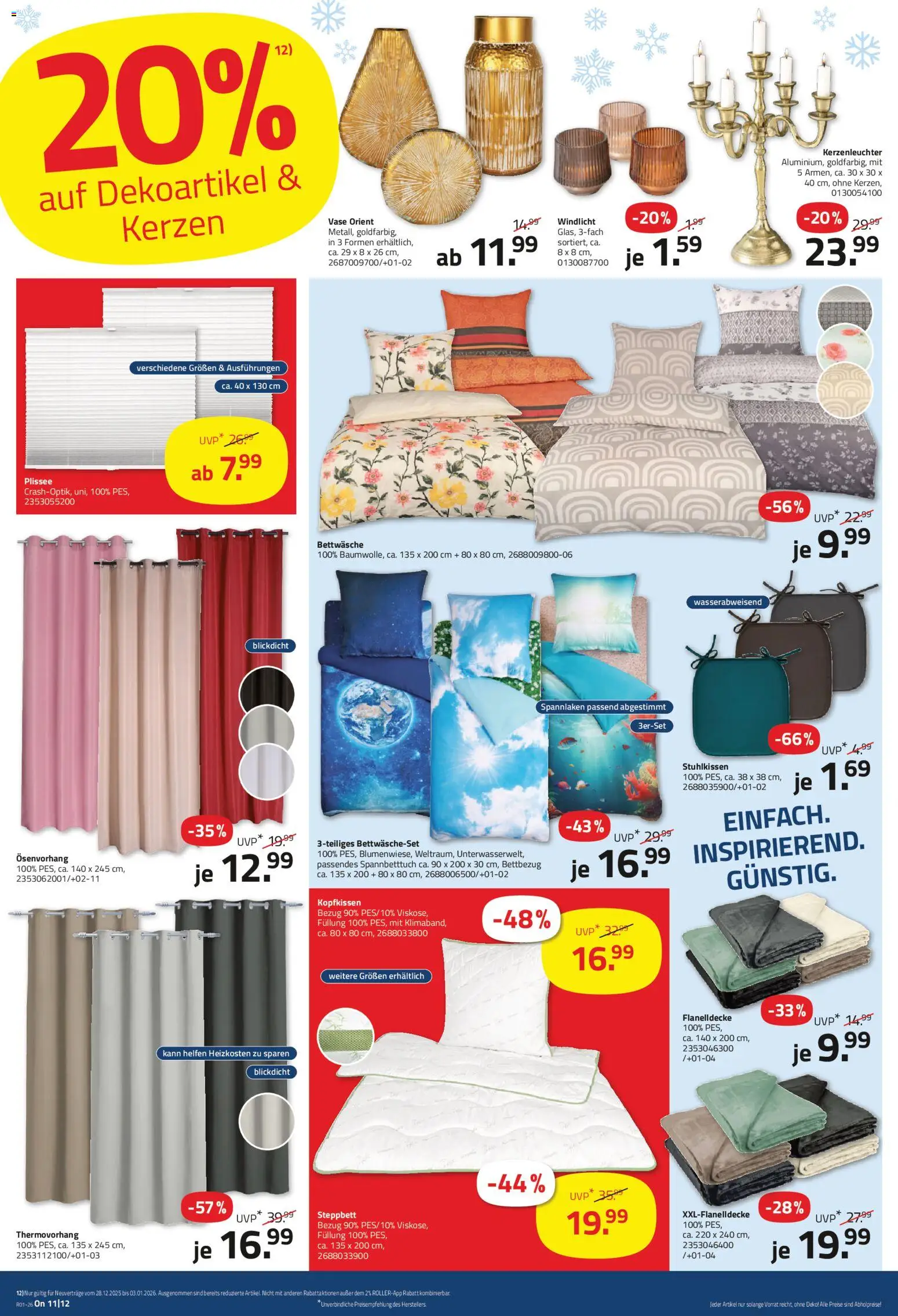 Roller Prospekt 	 – gültig ab 28.12.2025 | Seite: 14 | Produkte: Bettwäsche, Kopfkissen, Vase