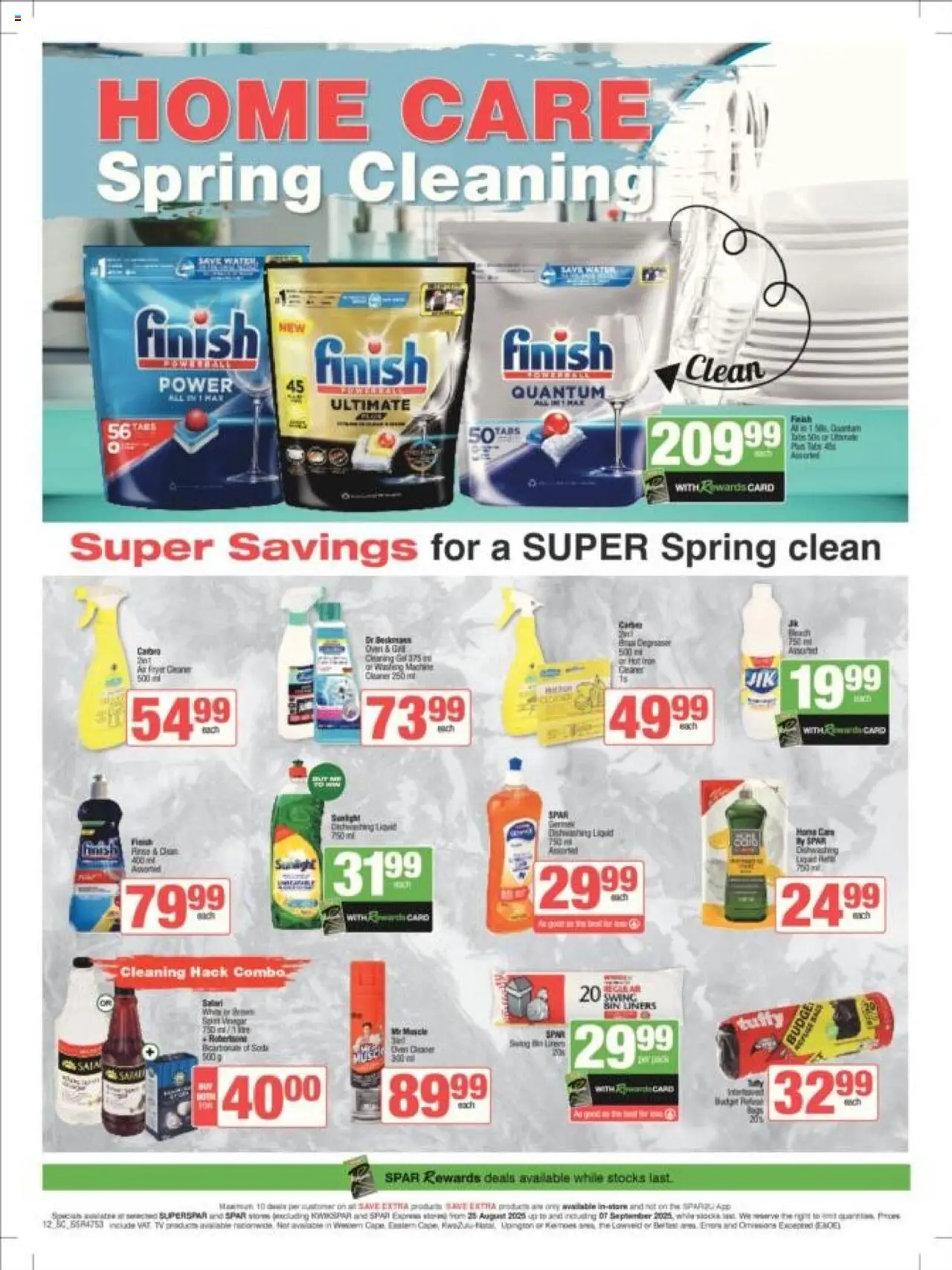 Spar - Gauteng - Weekly Specials │ valid from 25.08.2025 | Page: 12 | Products: Bicarbonate of soda, Hat, Water, Dishwashing liquid