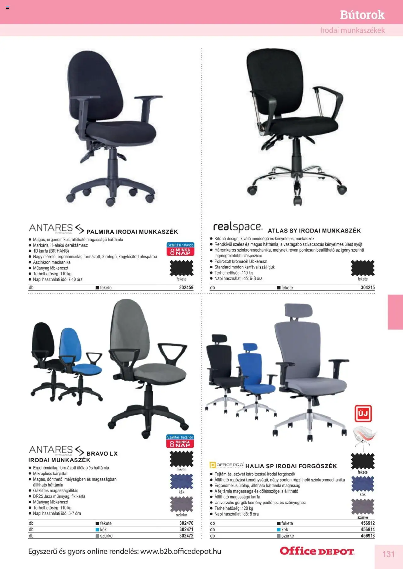 Office Depot akciós ujság - amely érvényes a következő dátumtól: 10.04.2025 | Oldal: 131 | Termékek: Forgószék, Óra
