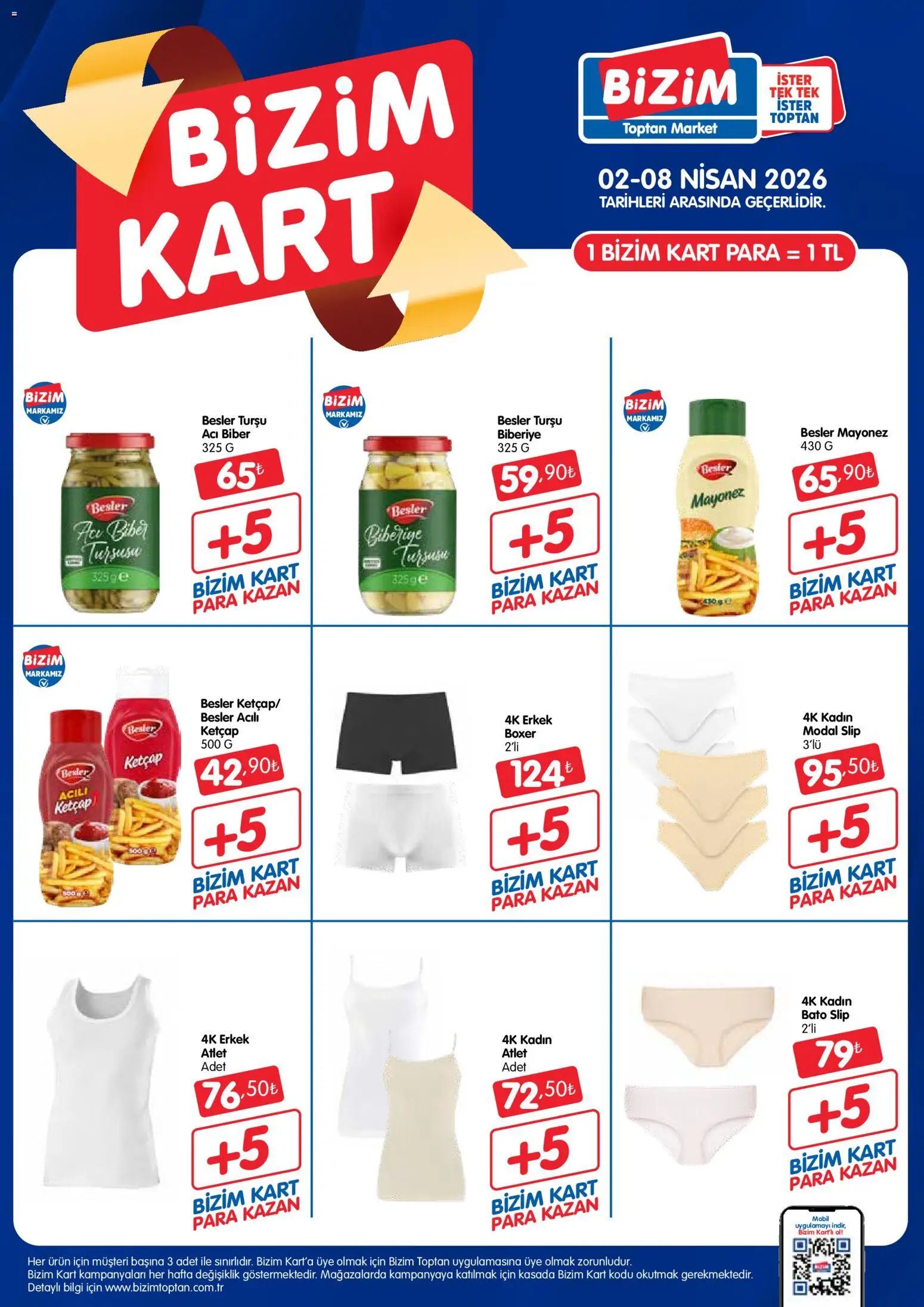 Bizim Toptan - Bizim Kart Katalogu - 02.04.2026 tarihinden itibaren geçerlidir | Sayfa: 2 | Ürünler: Atlet, Ketçap, Mayonez, Biber