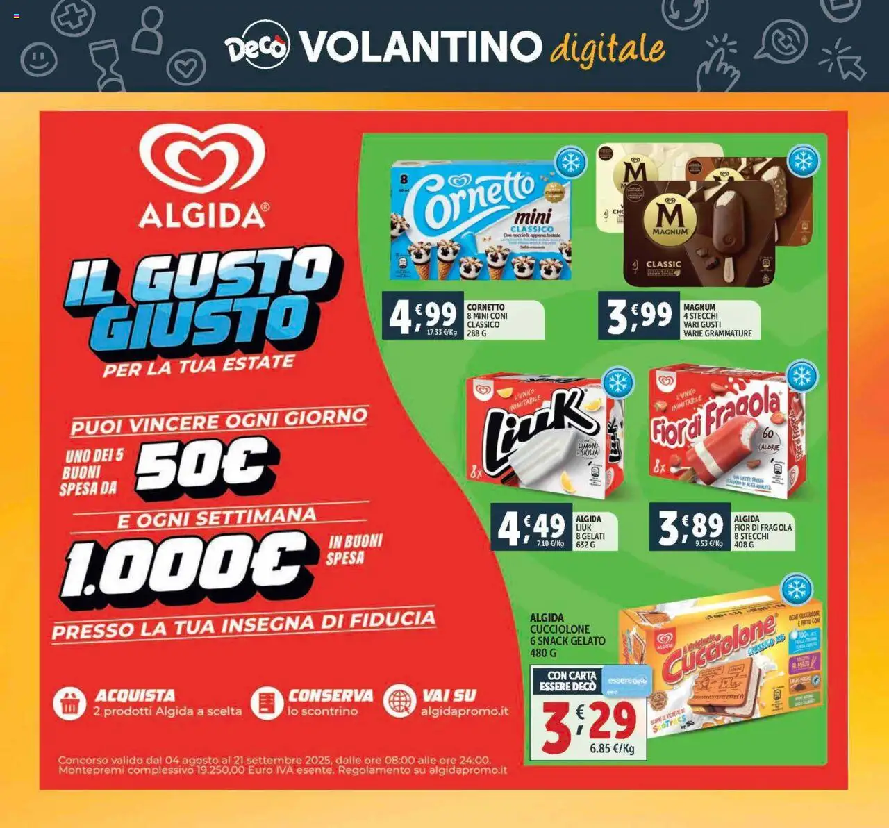 Volantino Decò del 21.08.2025 | Pagina: 23 | Prodotti: Cornetto, Gelato, Latte, Nocciole