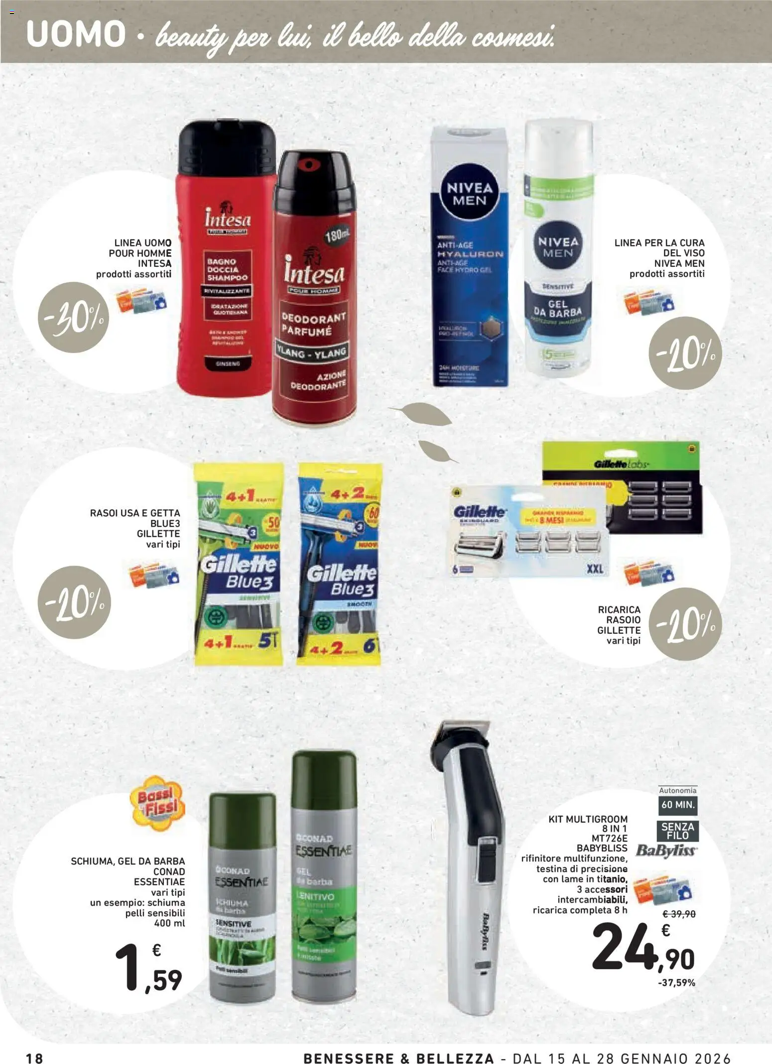 Volantino Conad del 15.01.2026 | Pagina: 18 | Prodotti: Shampoo, Deodorante, Bagno, Doccia