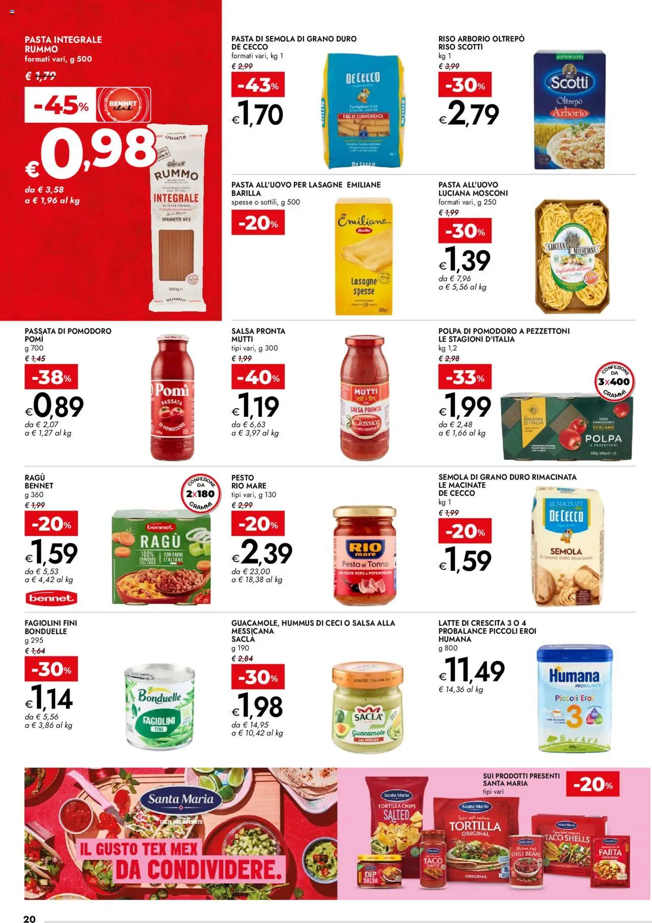 Volantino bennet del 25.09.2025 | Pagina: 20 | Prodotti: Salsa, Pomodoro, Hummus, Mutti