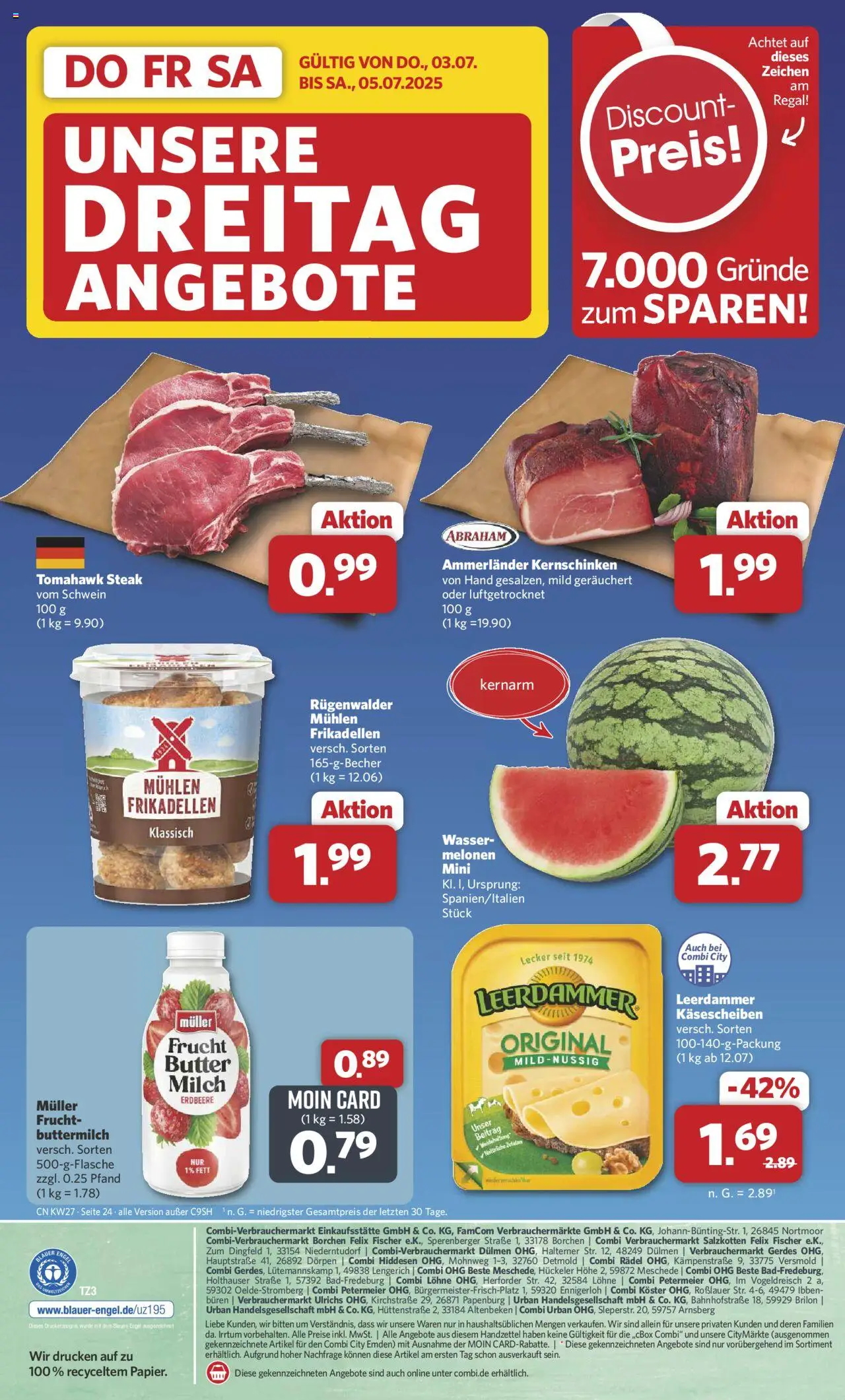 Combi Prospekt 	 - gültig ab dem 30.06.2025 | Seite: 36 | Produkte: Milch, Butter, Leerdammer, Steak
