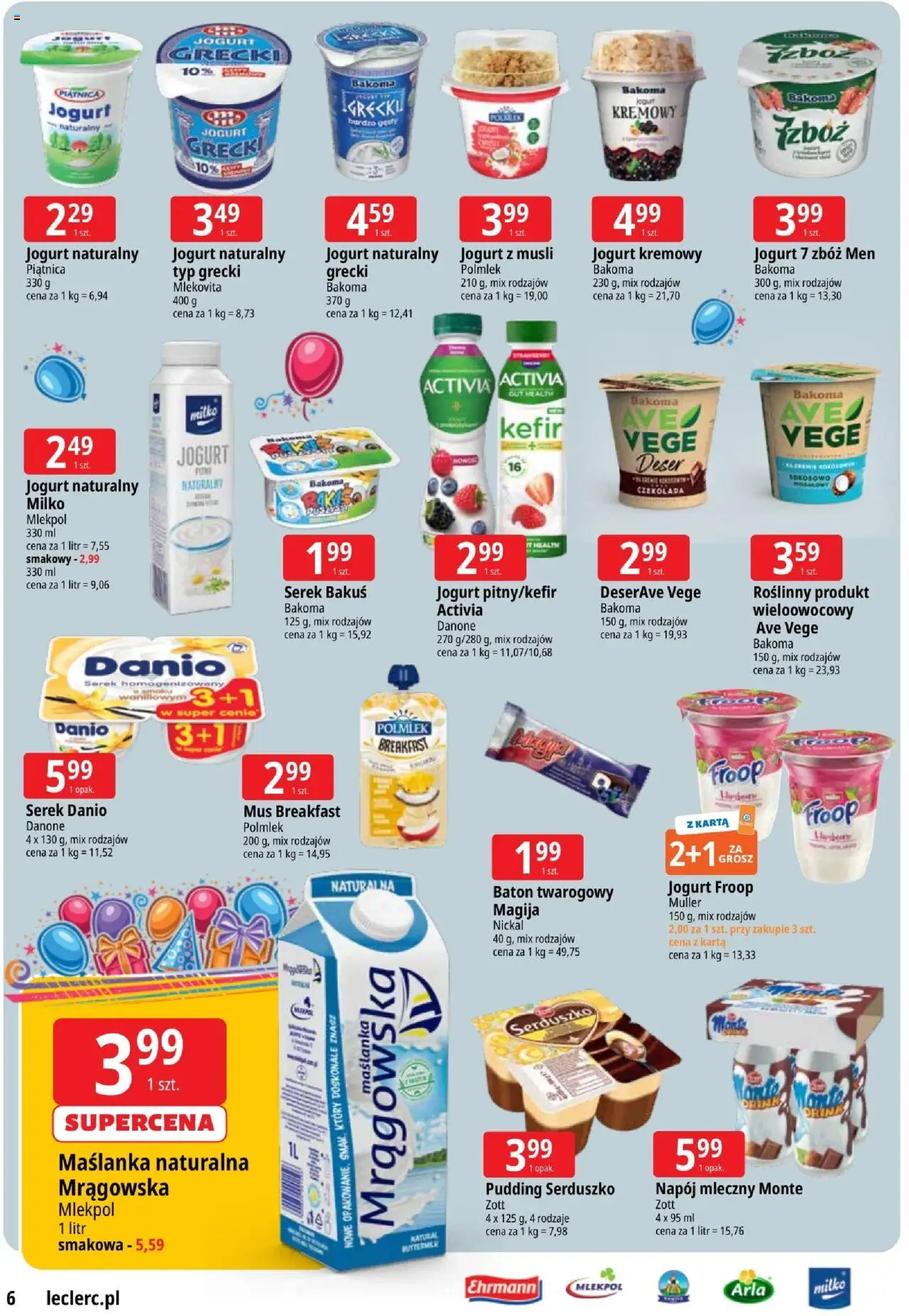 E.Leclerc Gazetka - Zielona Góra od 07.10.2025 | Strona: 6 | Produkty: Karta, Maślanka, Serek, Czekolada