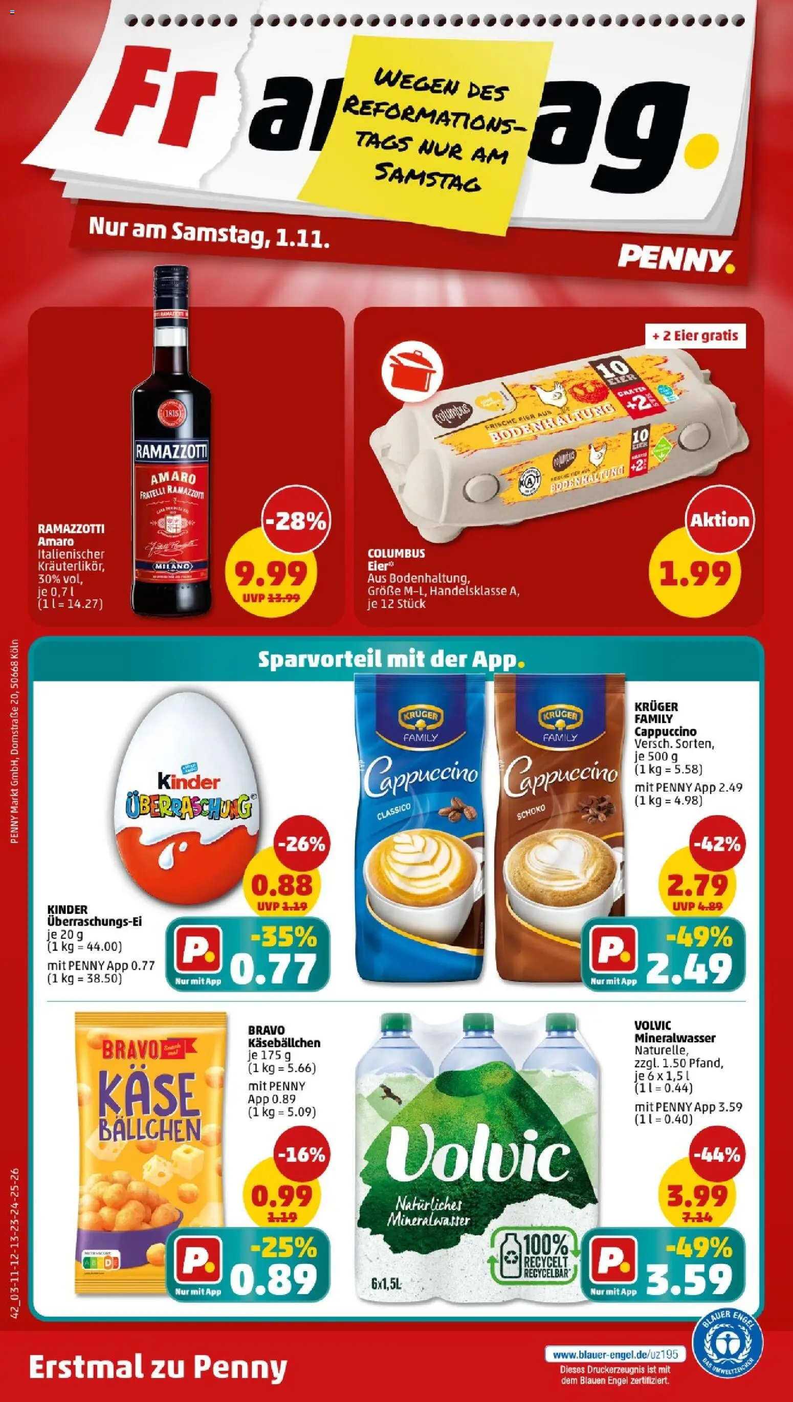 Penny - Hamburg  – gültig ab 27.10.2025 | Seite: 44 | Produkte: Käse, Mineralwasser, Volvic, Ramazzotti