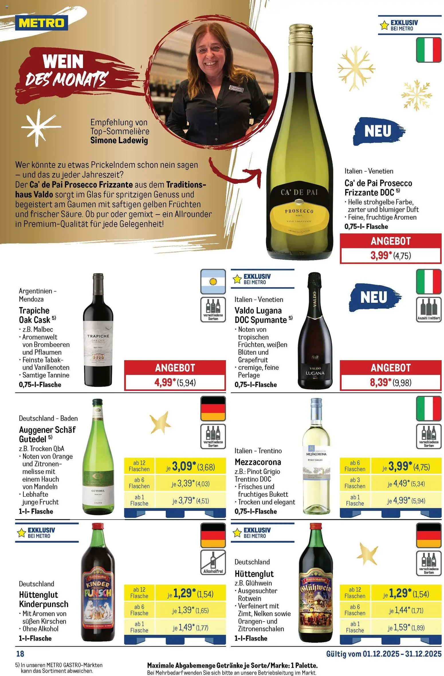 Metro Monats-Menü – gültig ab 01.12.2025 | Seite: 18 | Produkte: Orangen, Kirschen, Wein, Zitronen