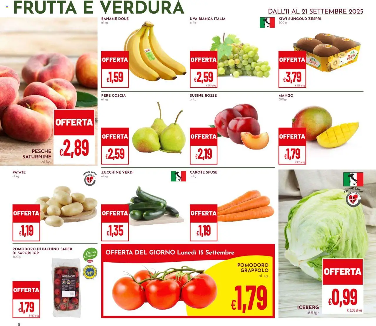 Volantino Pan del 11.09.2025 | Pagina: 8 | Prodotti: Mango, Uva, Zucchine, Susine