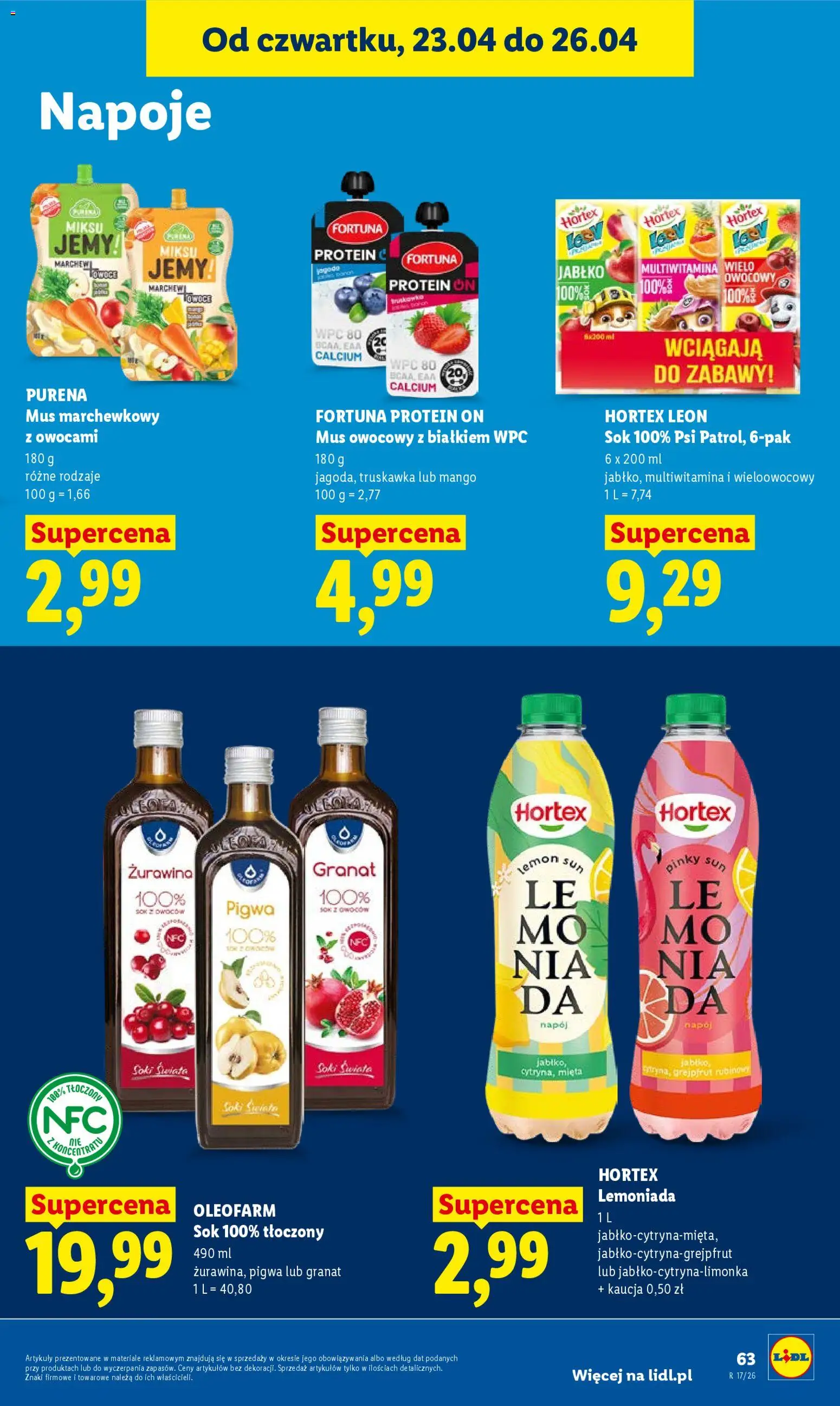 Lidl gazetka od 23.04.2026 | Strona: 63 | Produkty: Pigwa, Napoje, Soki, Mięta