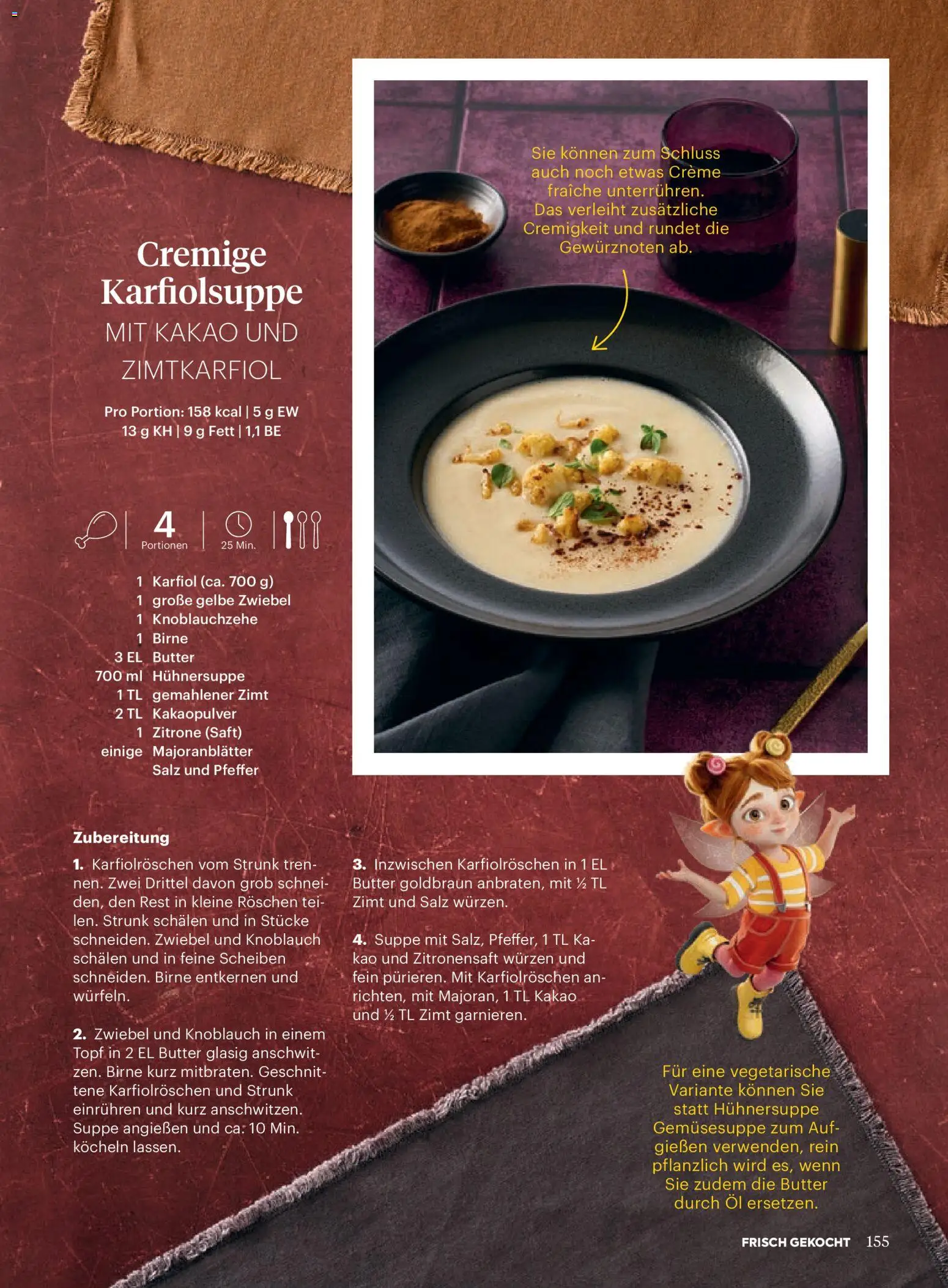 Billa AT akciós ujság - amely érvényes a következő dátumtól: 01.12.2025 | Oldal: 155 | Termékek: Creme fraiche, Karfiol