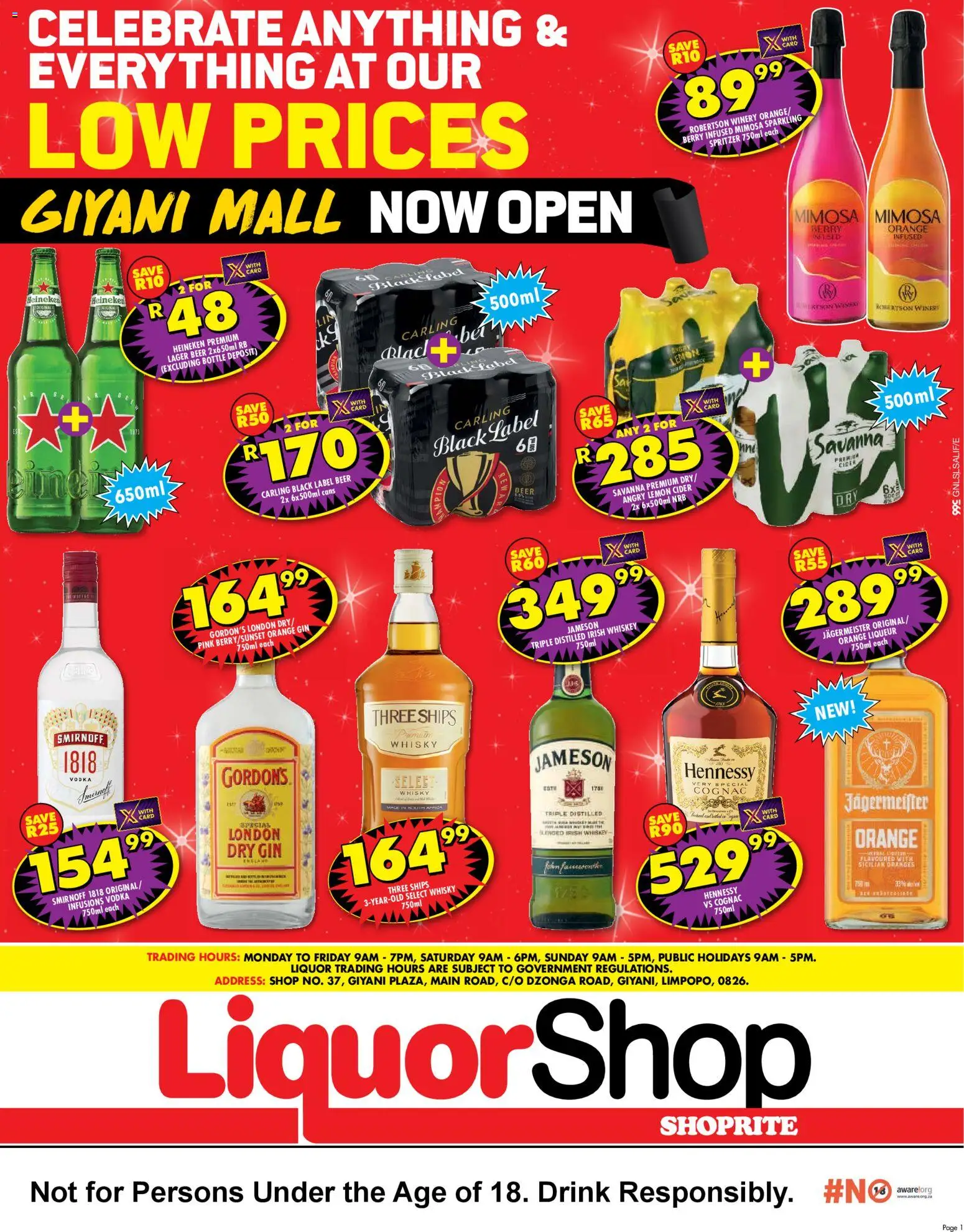 New Shoprite catalogue – valid from 24.11.2025 | Page: 1 | Products: Cider, Gin, Lemon, Ensalada de quino
