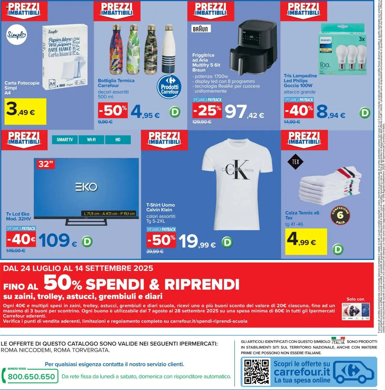 Volantino Carrefour del 21.08.2025 | Pagina: 36 | Prodotti: smart TV, TV, Scaffale, Friggitrice