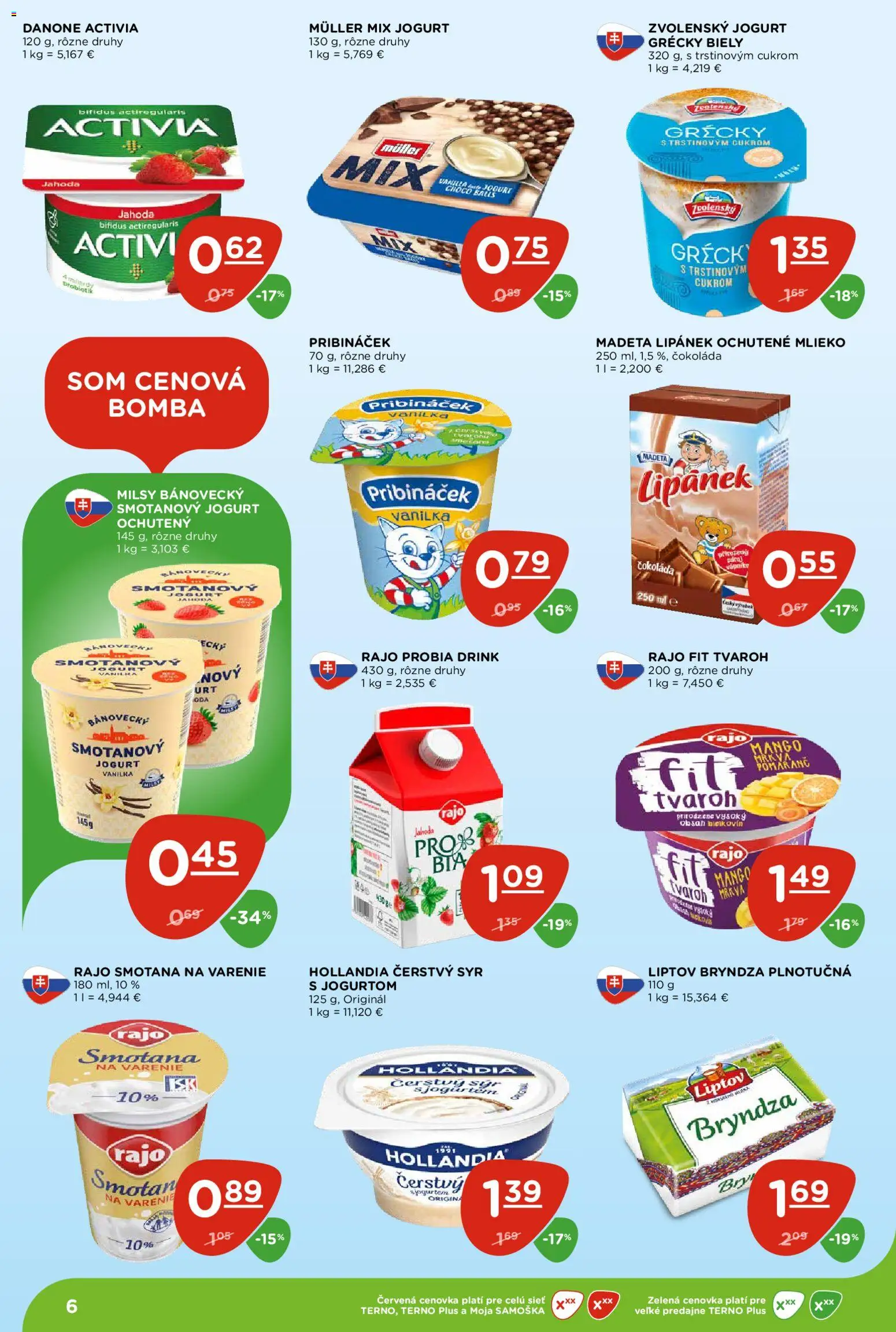Nové Terno akcie – leták je platný od 26.02.2026 | Strana: 6 | Produkty: Jogurt, Bryndza, Tvaroh, Mango