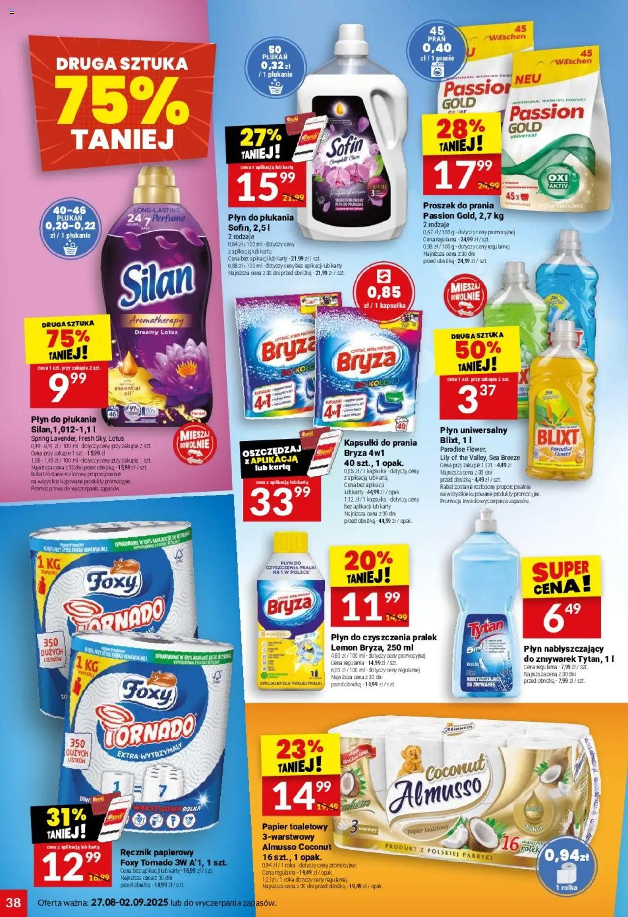 Twój Market Gazetka od 27.08.2025 | Strona: 38 | Produkty: Karta, Papier toaletowy, Kapsułki do prania, Róż