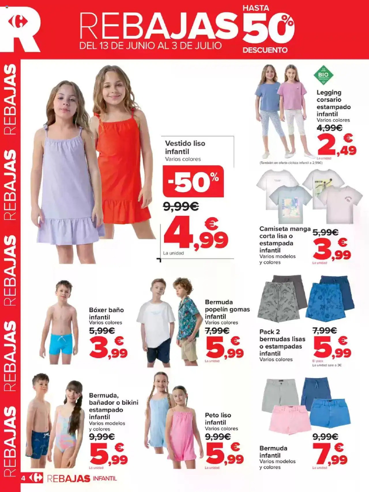 Carrefour Rebajas │ válido desde el 13.06.2025 | Página: 4 | Productos: Bermudas, Camiseta manga corta, Baño