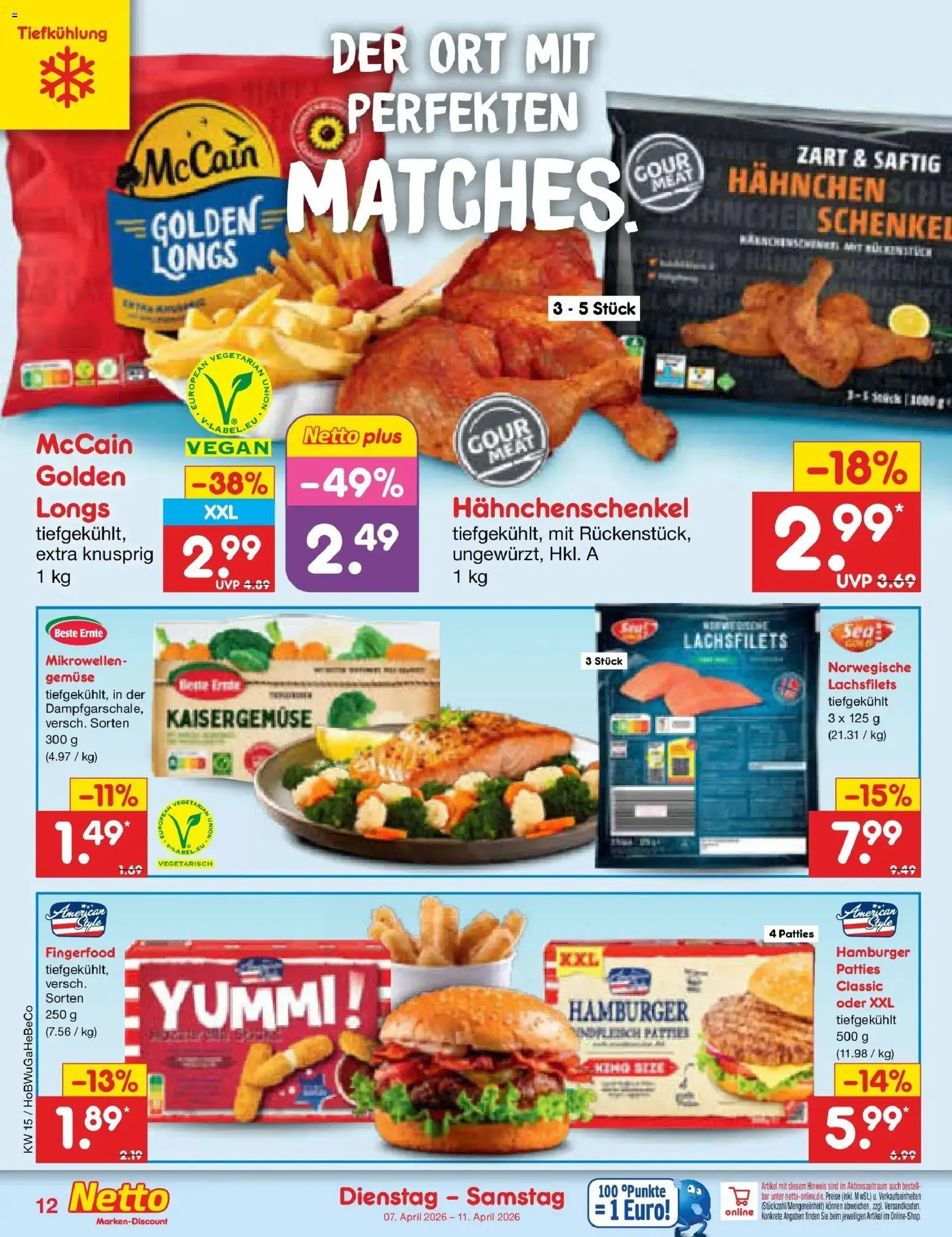 Netto Marken-Discount Prospekt Bremen-Lesum	 – gültig ab 05.04.2026 | Seite: 14 | Produkte: Hahnchen, Hahnchenschenkel, McCain, Gemüse