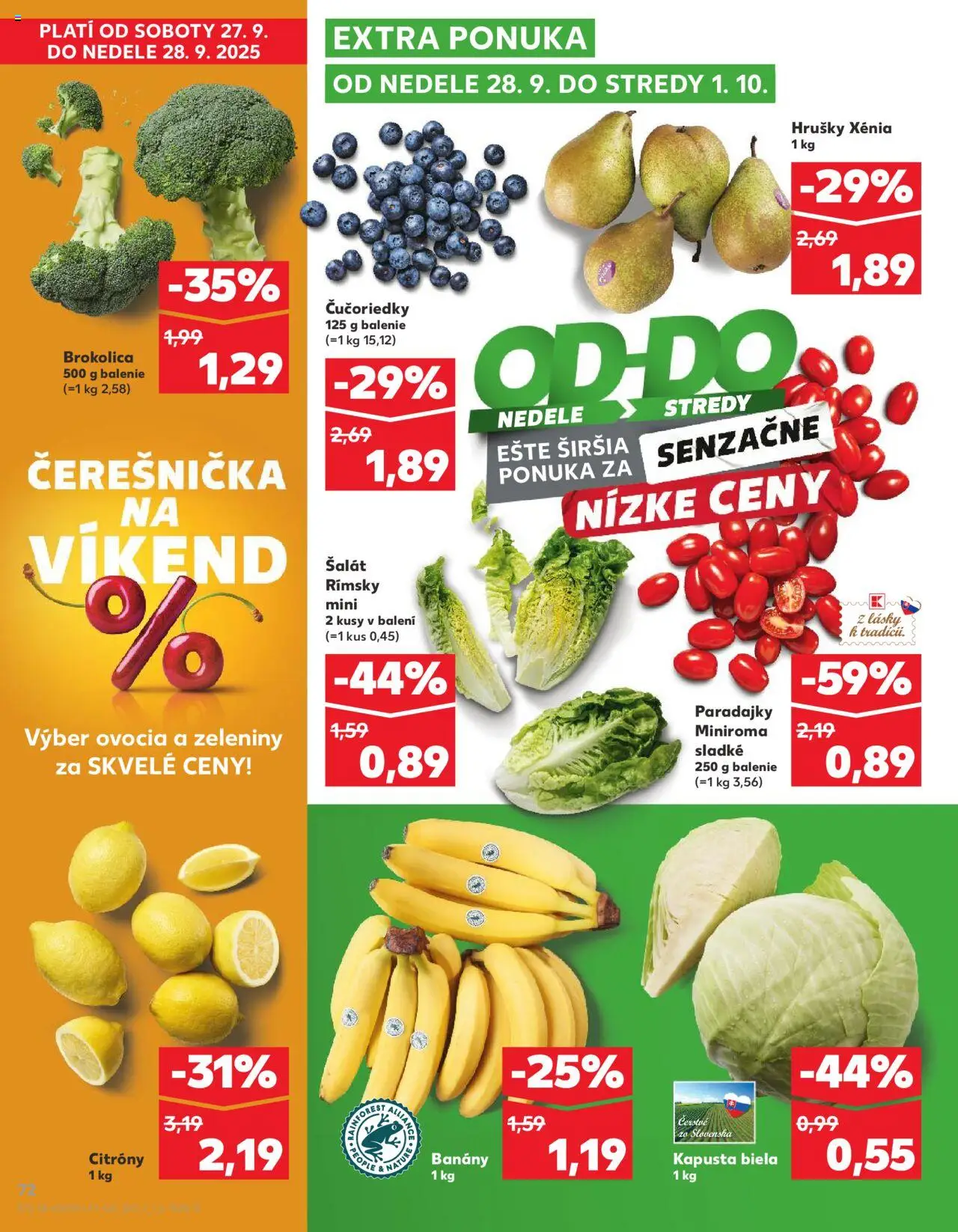 Nové Kaufland akcie – leták je platný od 25.09.2025 | Strana: 72 | Produkty: Paradajky, Kapusta biela, Brokolica, Čučoriedky