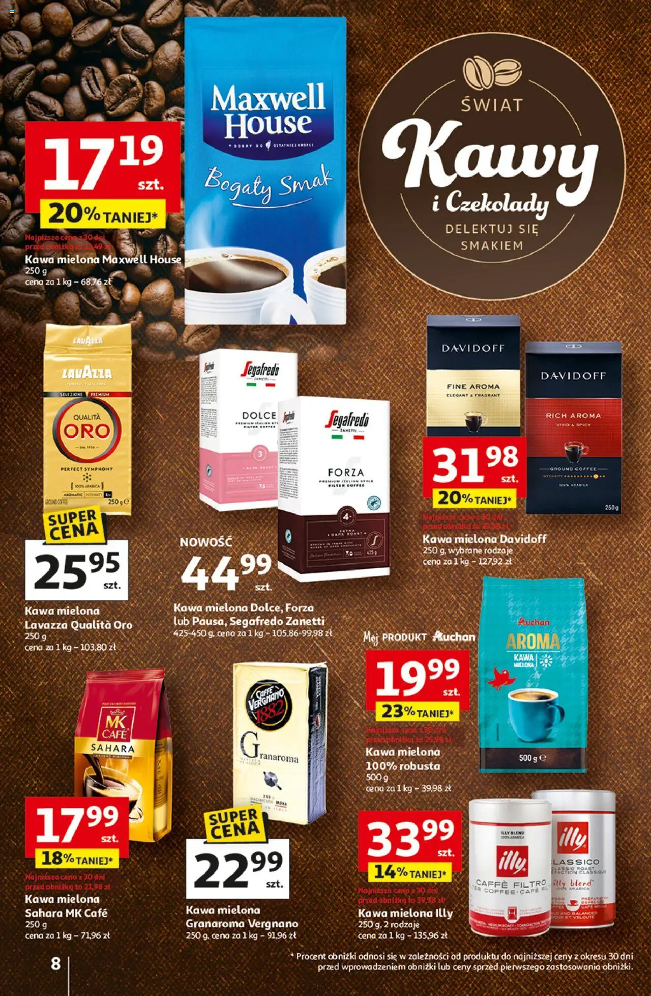 Auchan Gazetka - Wielkie przeboje cenowe Hipermarket od 23.10.2025 | Strona: 8 | Produkty: Czekolady, Lavazza, Kawa