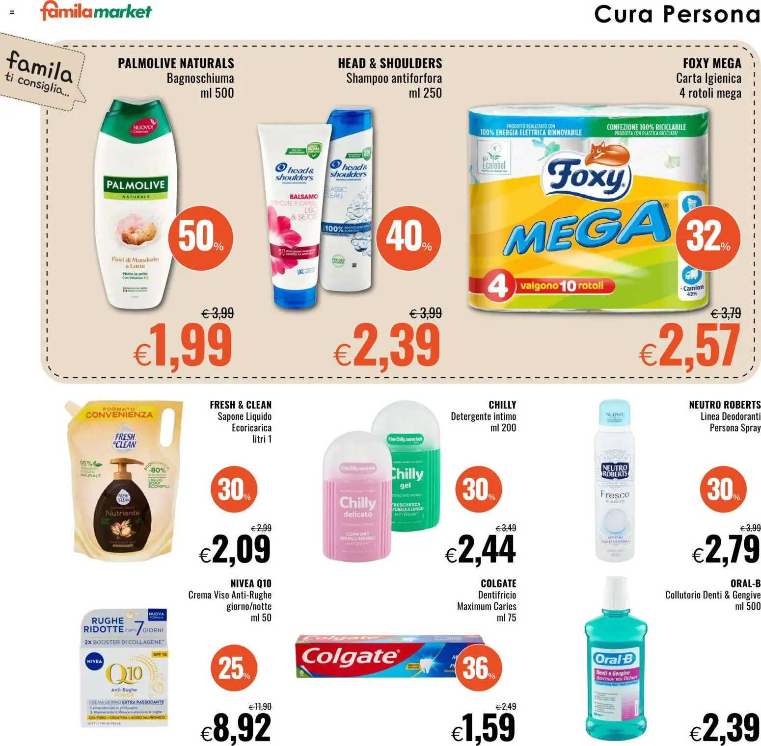 Volantino Famila del 27.11.2025 | Pagina: 18 | Prodotti: Crema, Bagnoschiuma, Dentifricio, Collutorio