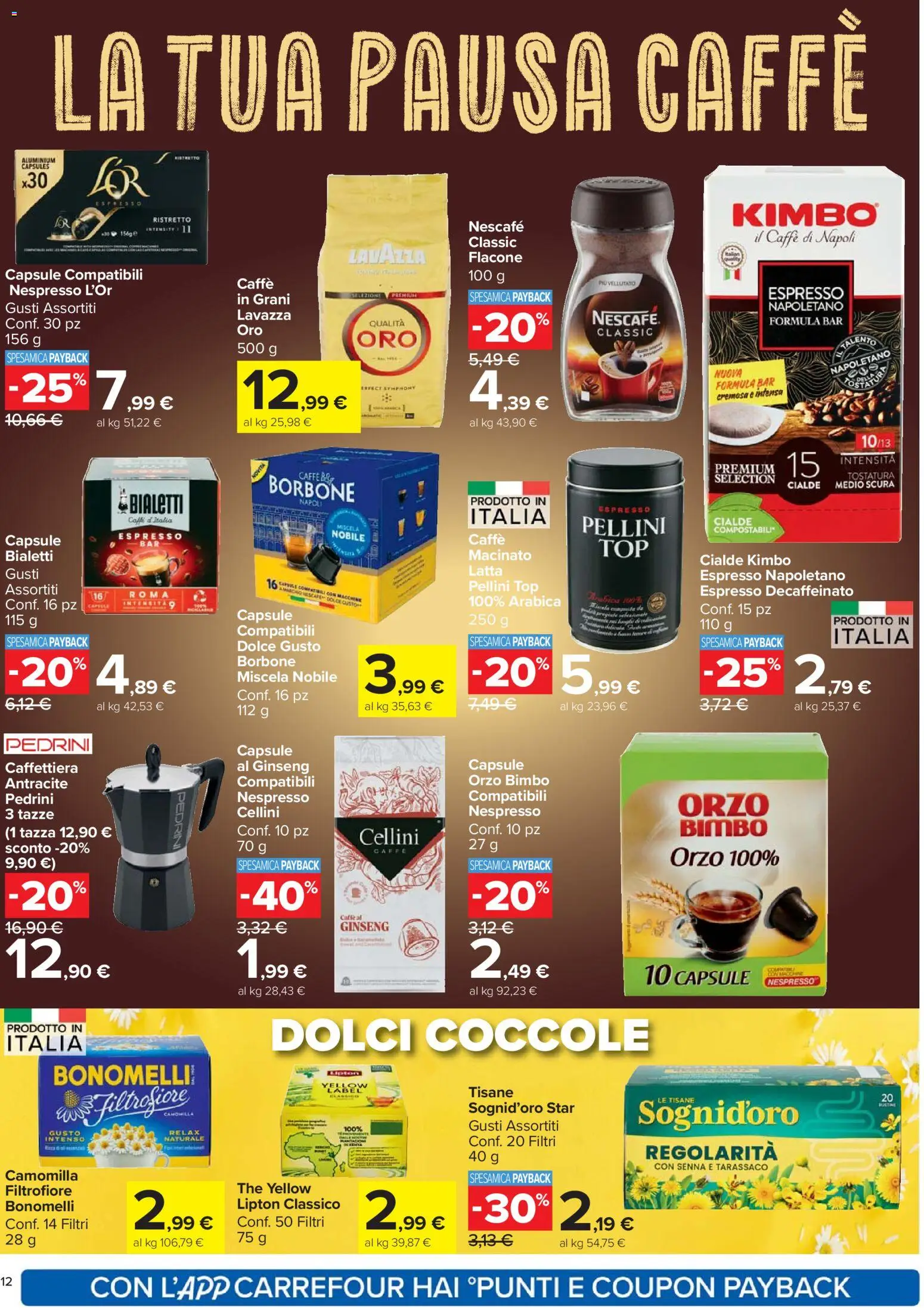 Volantino Carrefour del 15.01.2026 | Pagina: 12 | Prodotti: Caffè, The, Lavazza, Macinato