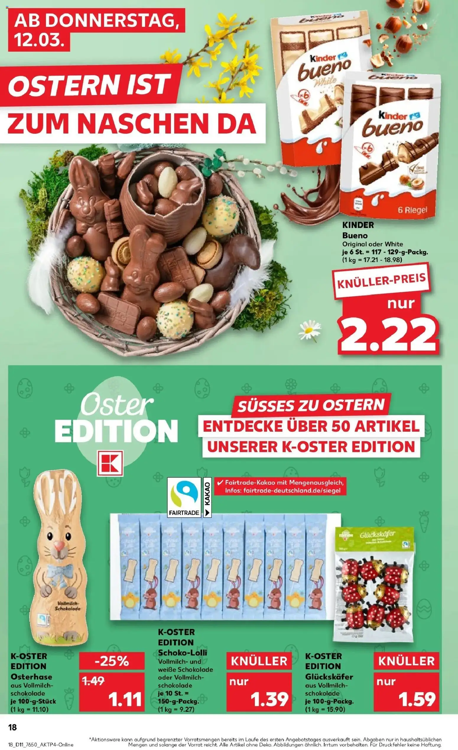 Kaufland Prospekt Schrobenhausen	 – gültig ab 09.03.2026 | Seite: 34 | Produkte: Schokolade, Kinder bueno