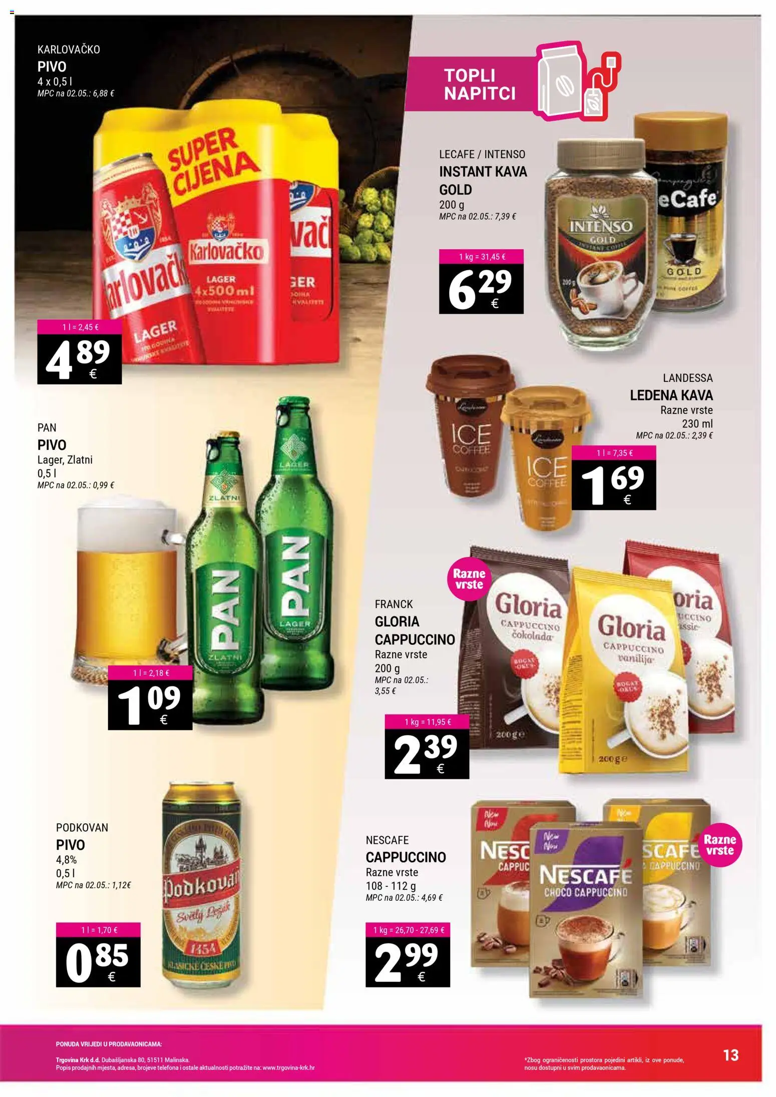 Trgovina Krk katalog | vrijedi od 16.02.2026 | Stranica: 13 | Proizvodi: Nescafe, Kava, Karlovačko, Pivo