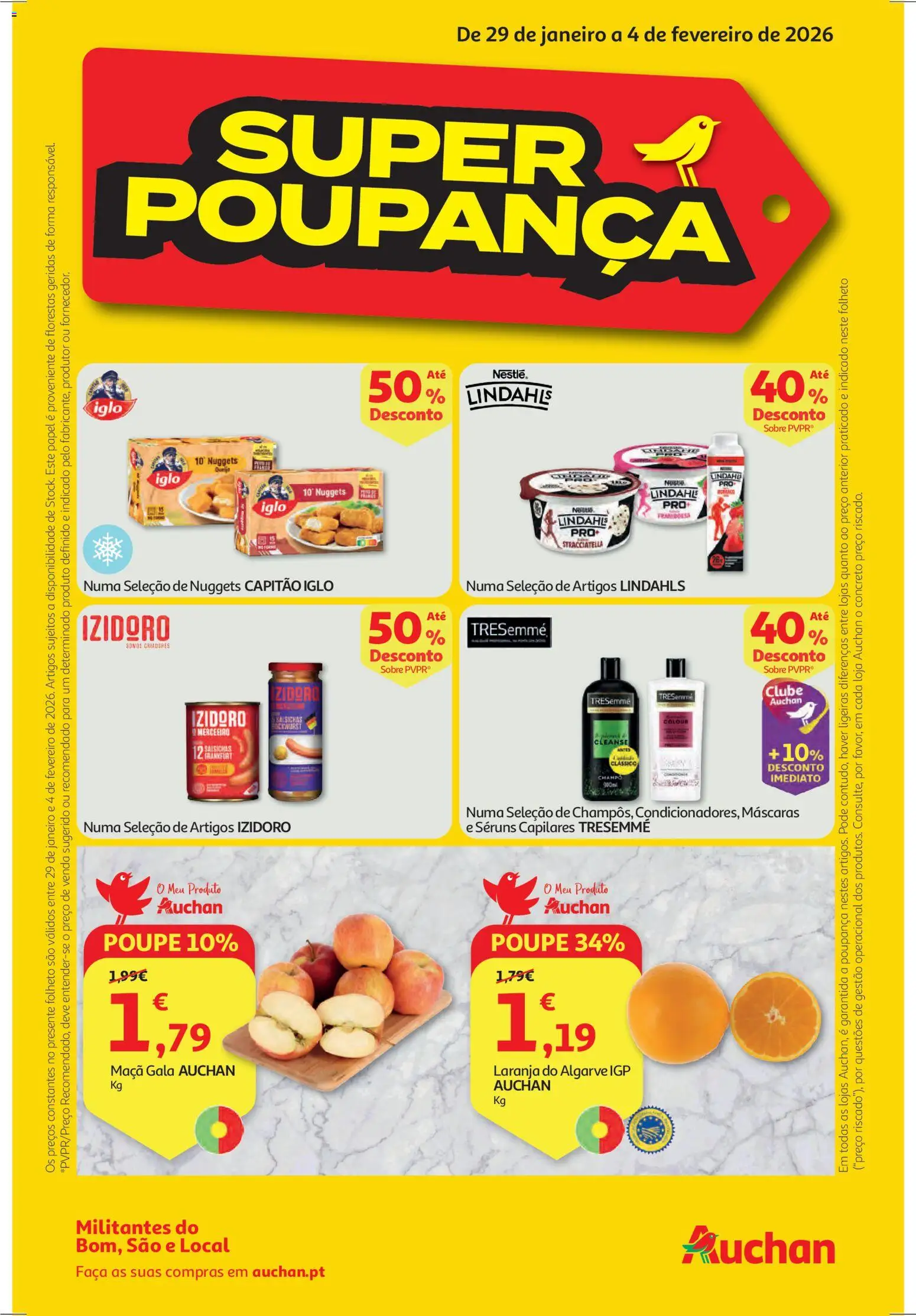 Auchan folheto │ válido de 29.01.2026 | Página: 1 | Produtos: Faca, Capitão iglo, Maça, Nuggets