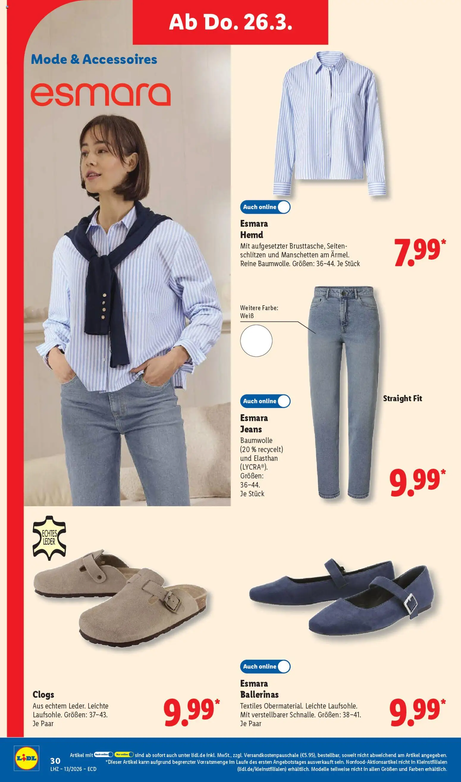 Lidl Prospekt – gültig ab 23.03.2026 | Seite: 50 | Produkte: Hemd, Ballerinas, Jeans