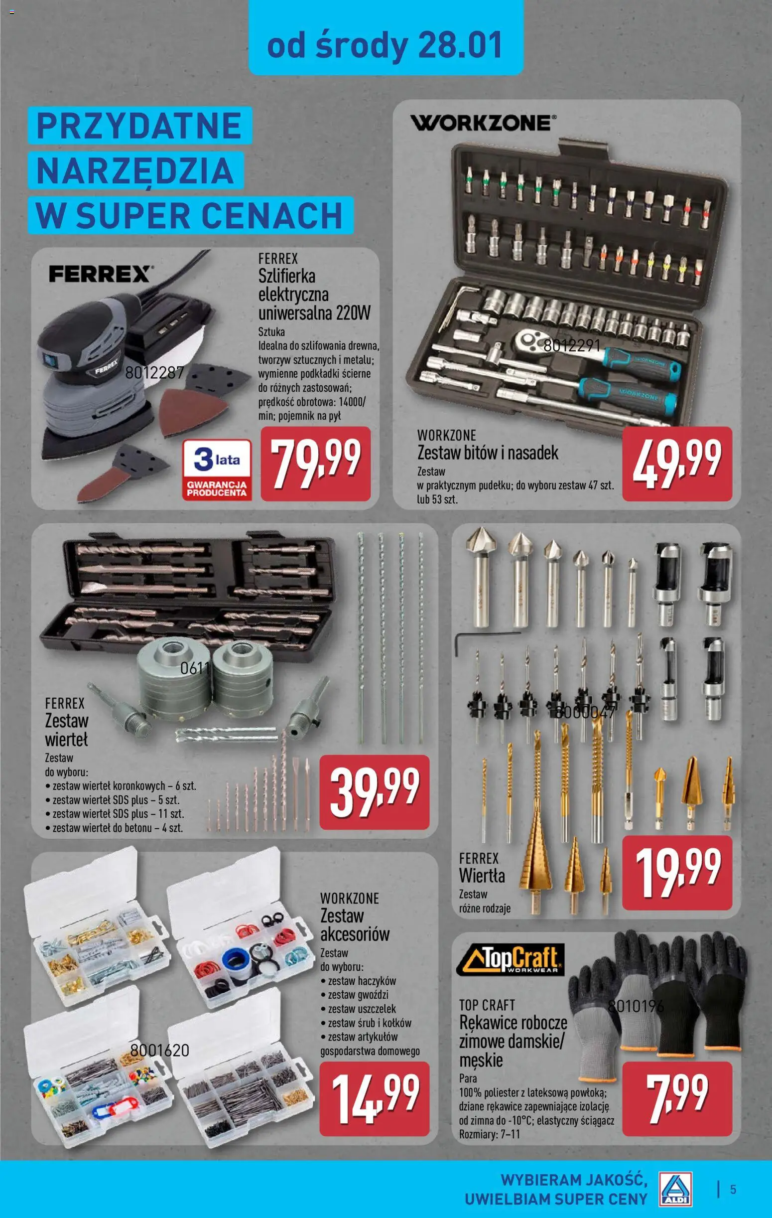 Aldi Gazetka - Hity od Środy i od Soboty od 28.01.2026 | Strona: 5 | Produkty: Top, Szlifierka