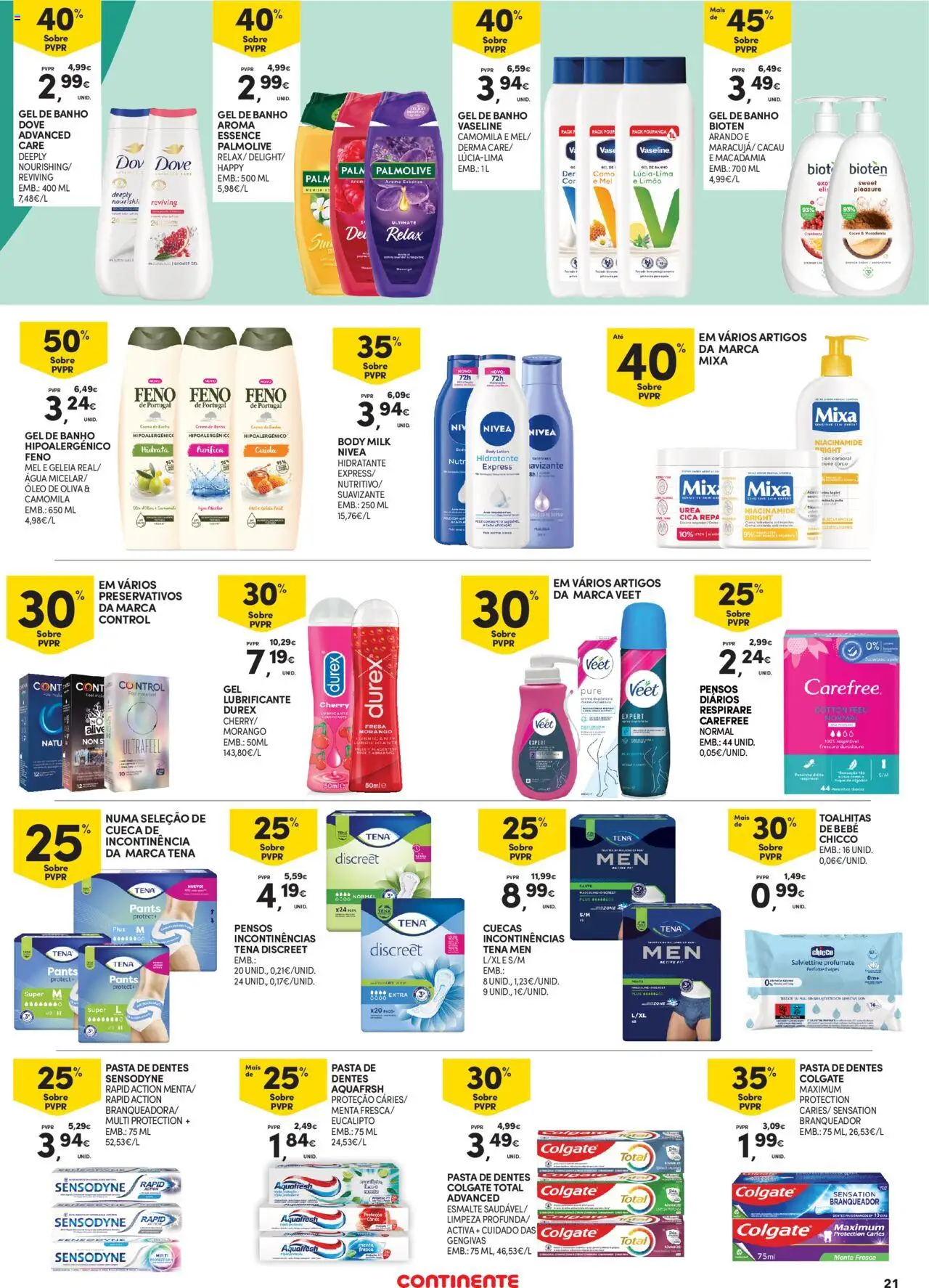 Continente - Açores │ válido de 18.09.2025 | Página: 21 | Produtos: Preservativos, Gel de banho, Banho, Mel