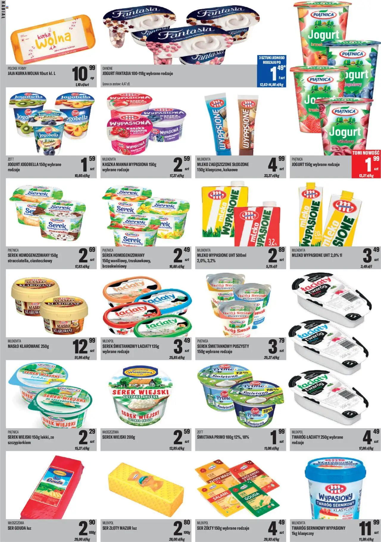 TomiMarkt Gazetka od 10.10.2025 | Strona: 6 | Produkty: Ser żółty, Kaszka manna, Jogurt, Jaja