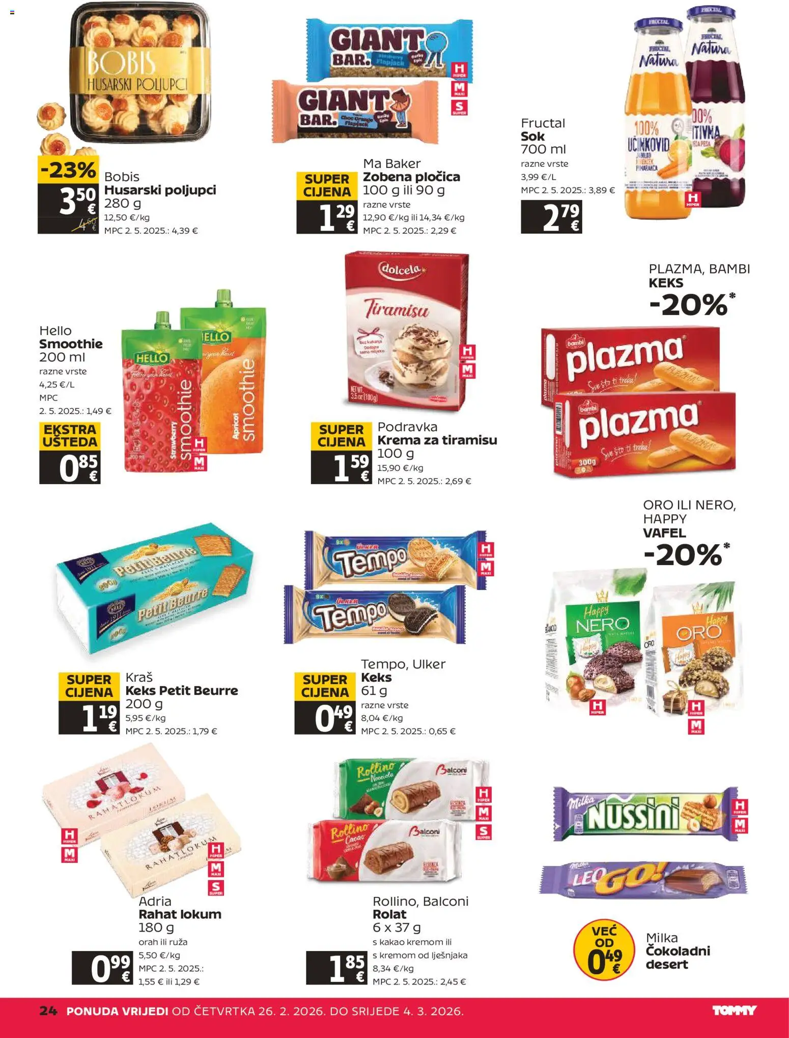 Tommy katalog | vrijedi od 26.02.2026 | Stranica: 24 | Proizvodi: Petit Beurre, Podravka, Smoothie, Milka