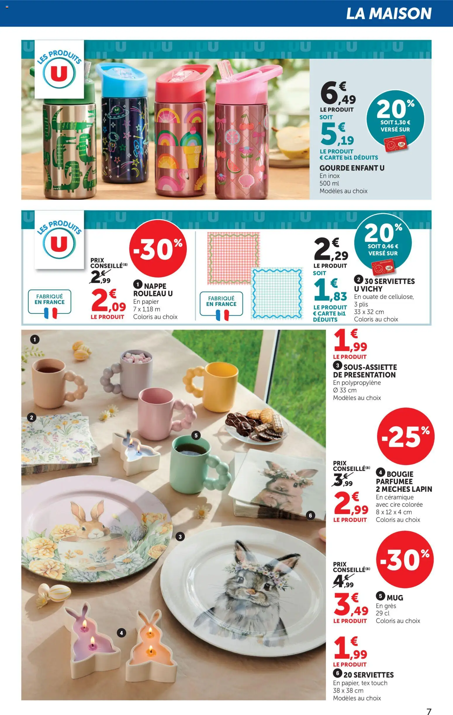 {H1} | Page: 7 | Produits: Gourde, Lapin, Rouleau, Nappe