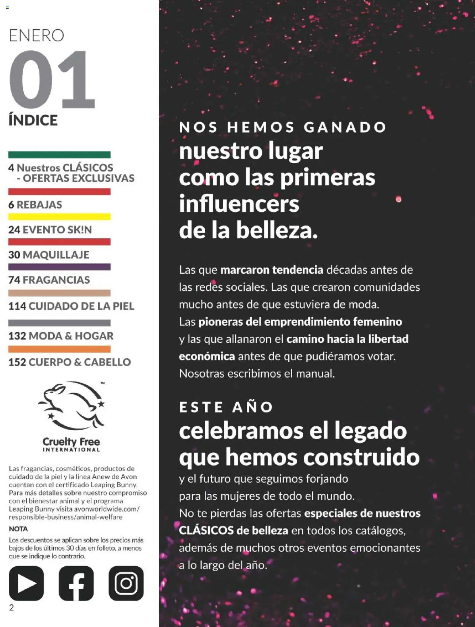 Catálogo AVON campaña 1 │ válido desde el 01.01.2026 | Página: 2 | Productos: Maquillaje, Té