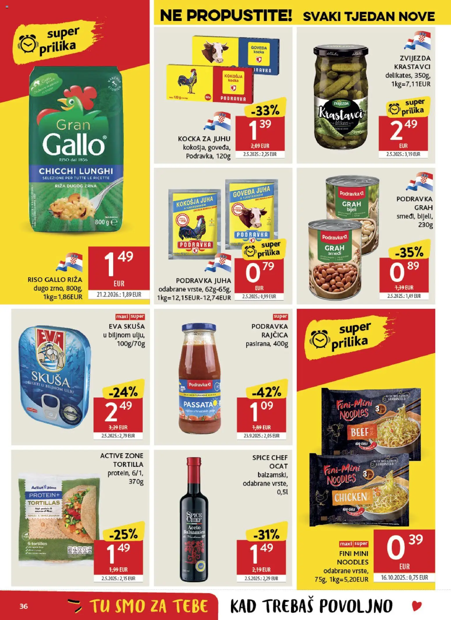 Konzum katalog | vrijedi od 15.04.2026 | Stranica: 36 | Proizvodi: Riža, Skuša, Kocka za juhu, Balsamico