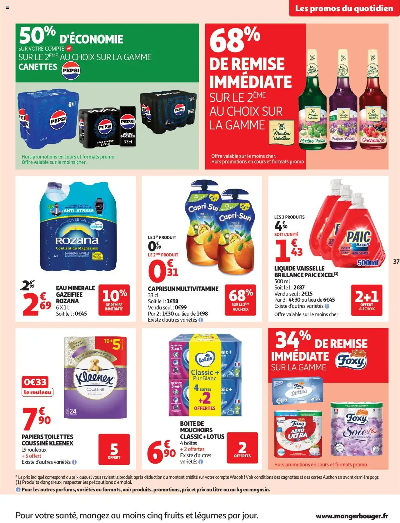 {H1} | Page: 37 | Produits: Eau minérale, Liquide vaisselle, Rouleau, Mouchoirs